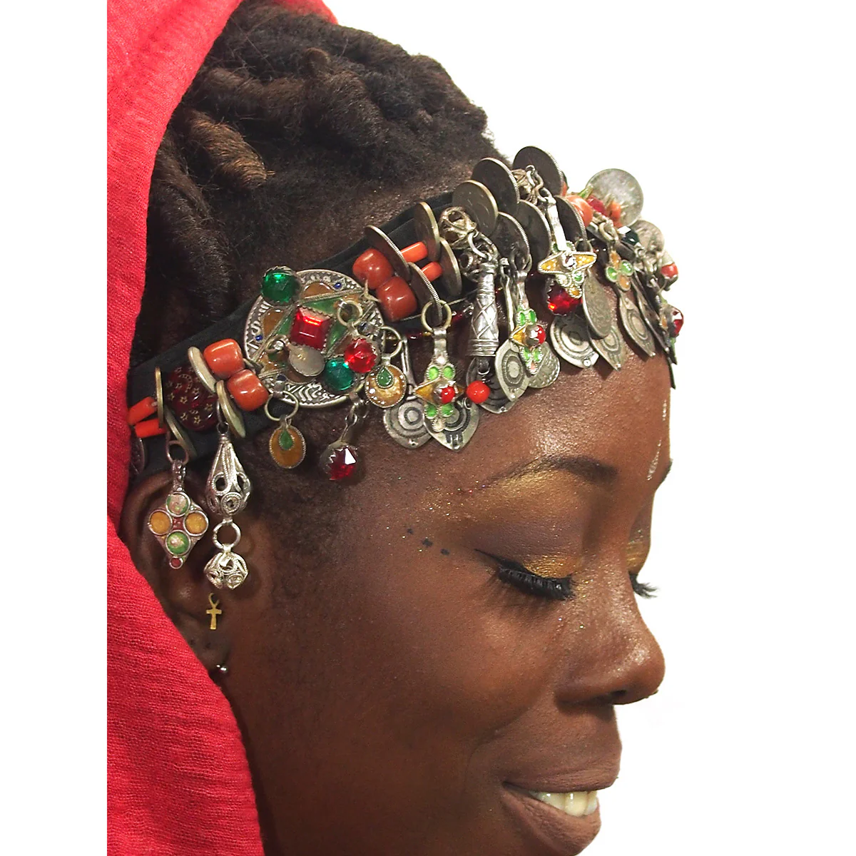 Berber Dowry Coin/Enamel Heirloom Headpiece - Image 3