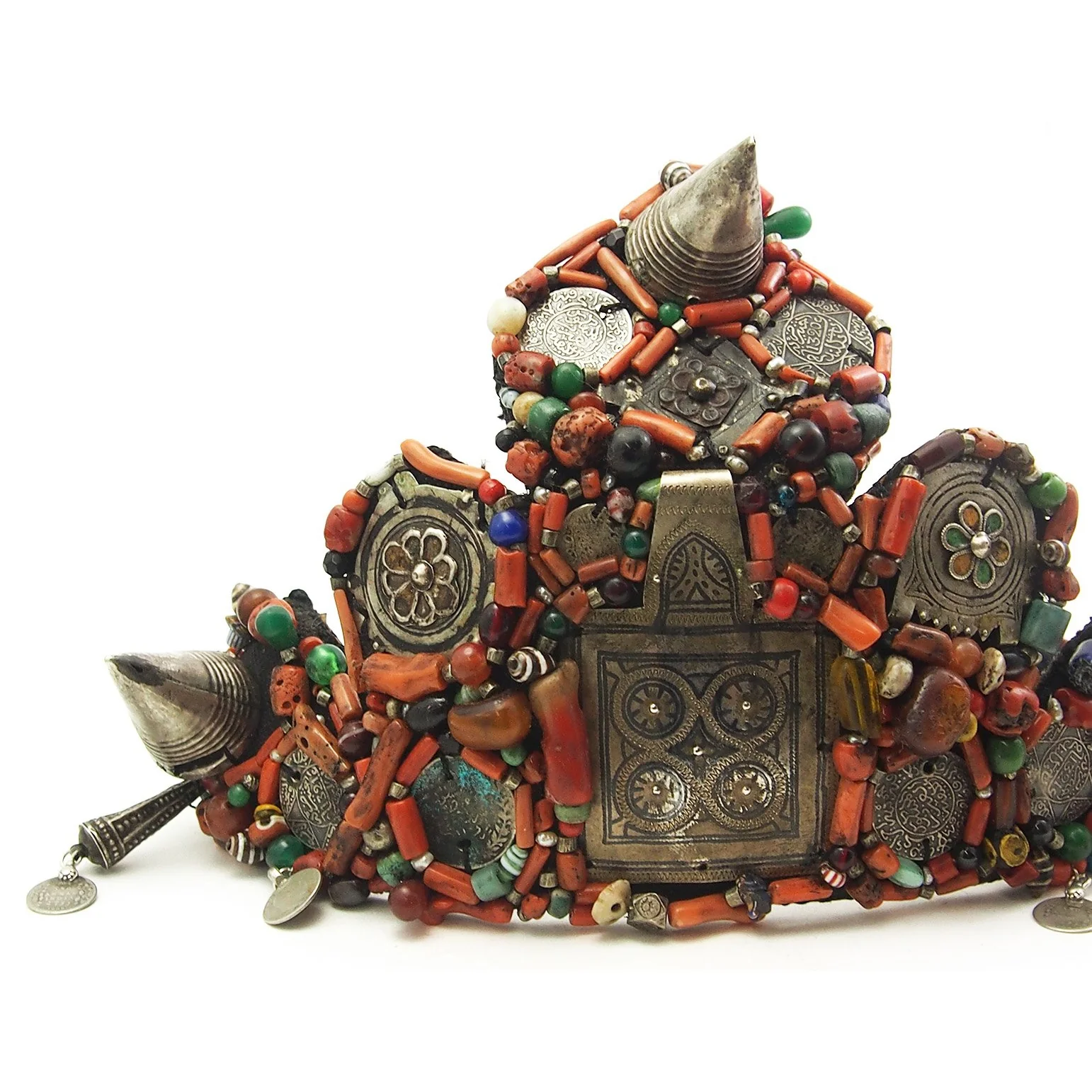 Berber Heirloom Coral Dowry Crown, B - Image 9