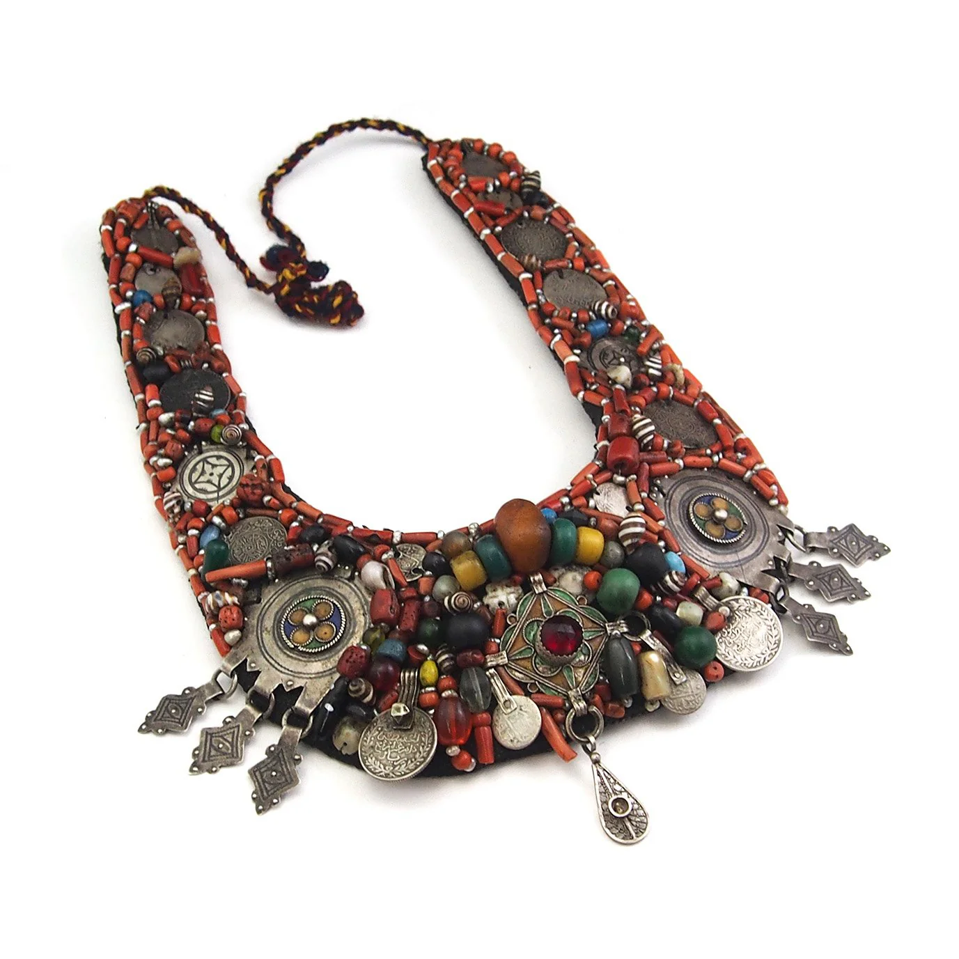 Berber Heirloom Coral/Silver Bib Necklace, A - Image 3