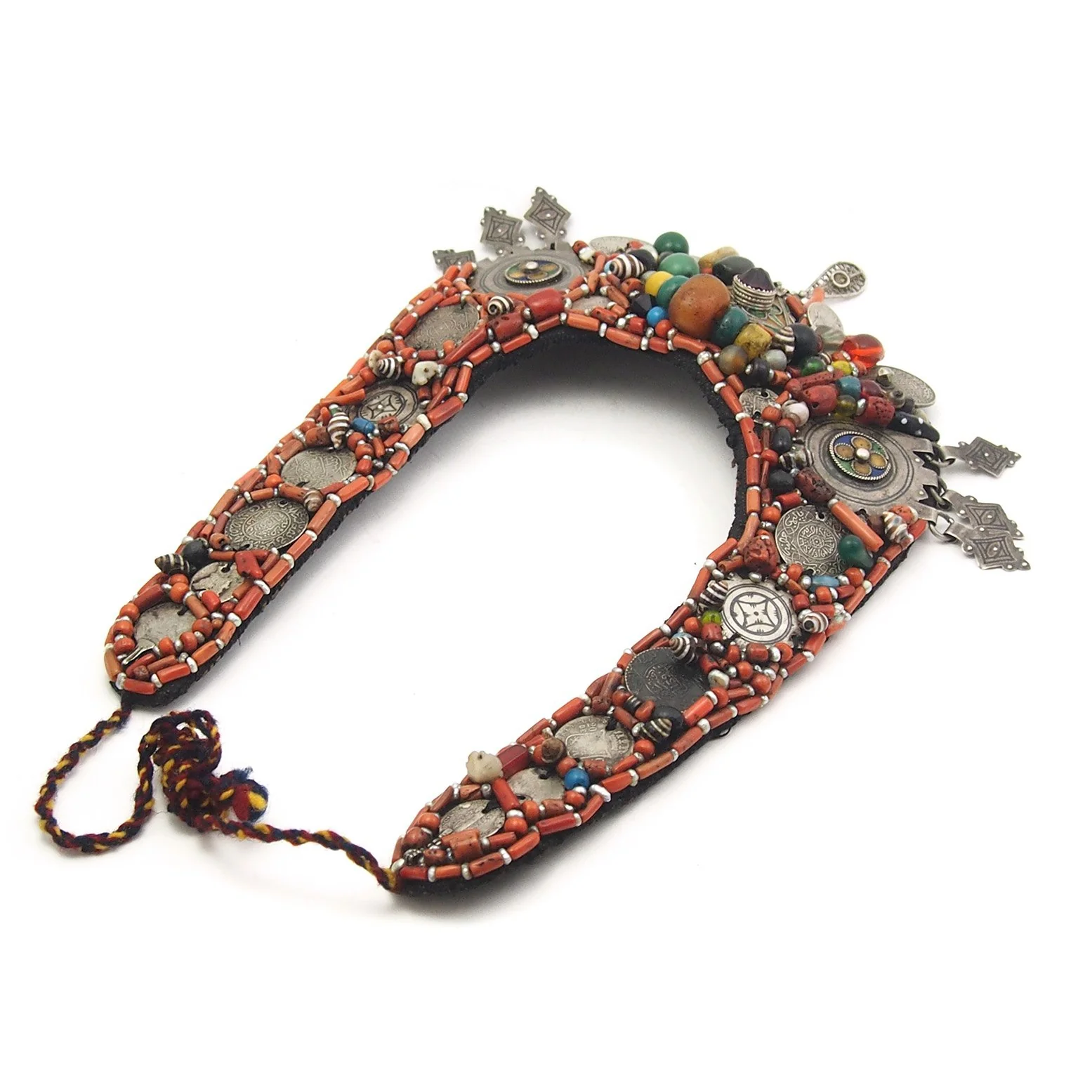 Berber Heirloom Coral/Silver Bib Necklace, A - Image 5