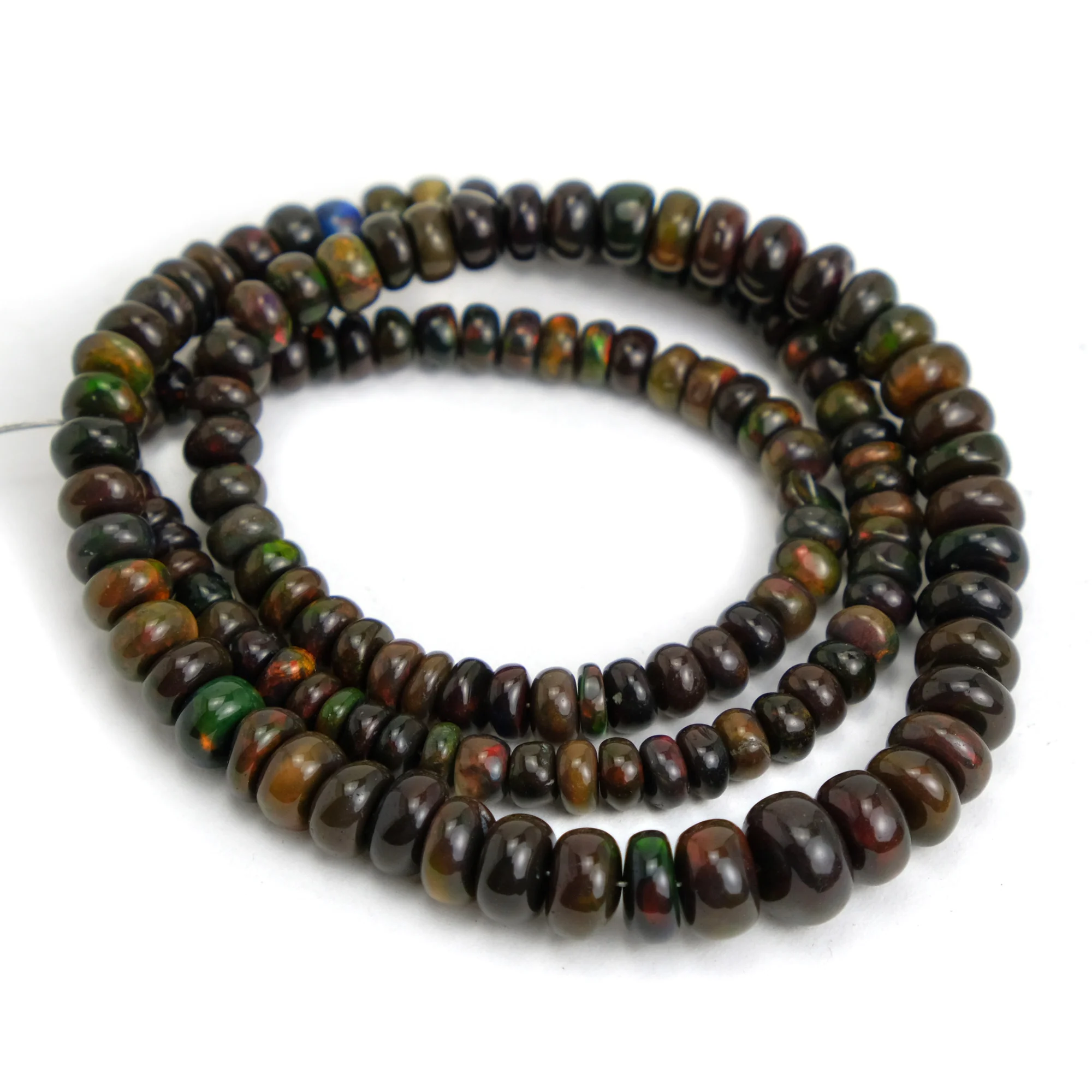 Black Opal Ethiopian Smooth Rondelles - Image 2