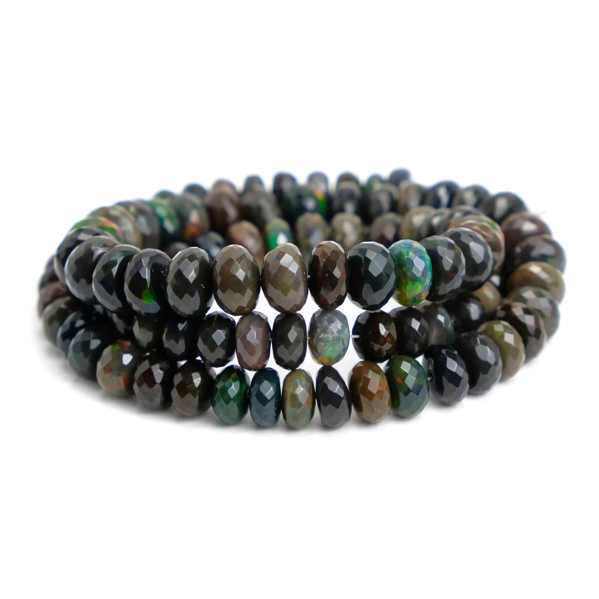 Black Opal Ethiopian Faceted Rondelles Strand - Image 2