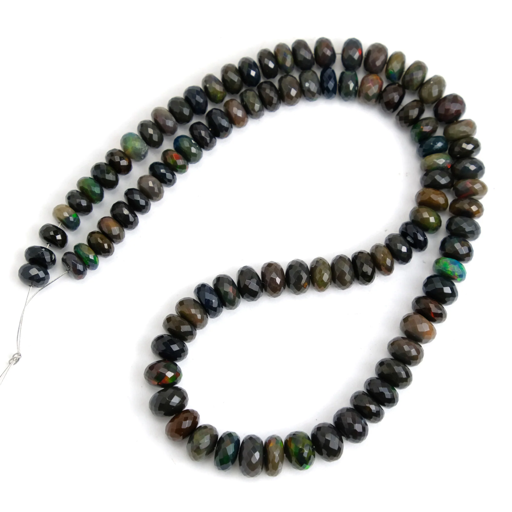 Black Opal Ethiopian Faceted Rondelles Strand - Image 3
