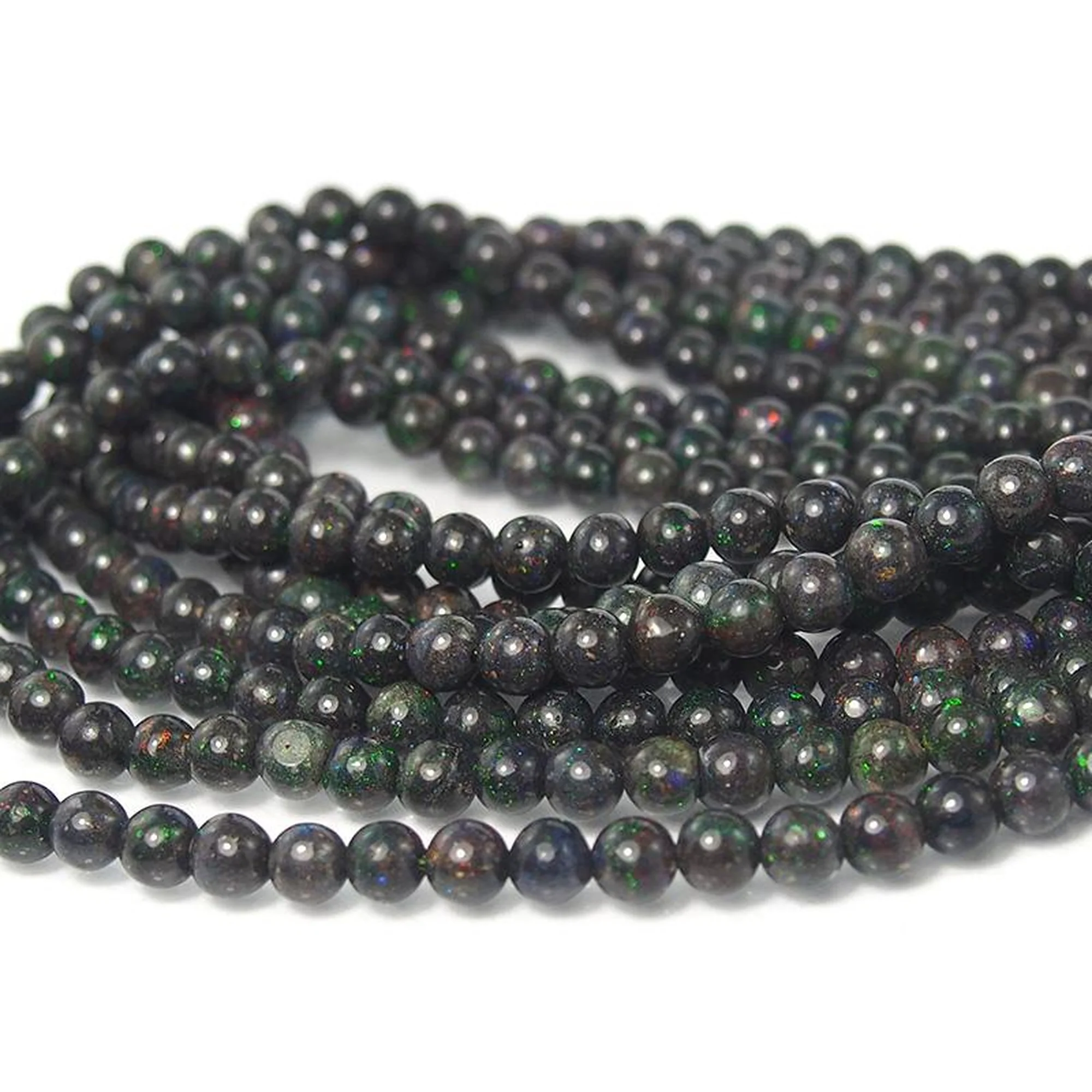Black Opal Honduras Smooth Rounds 6mm Strand - Image 2