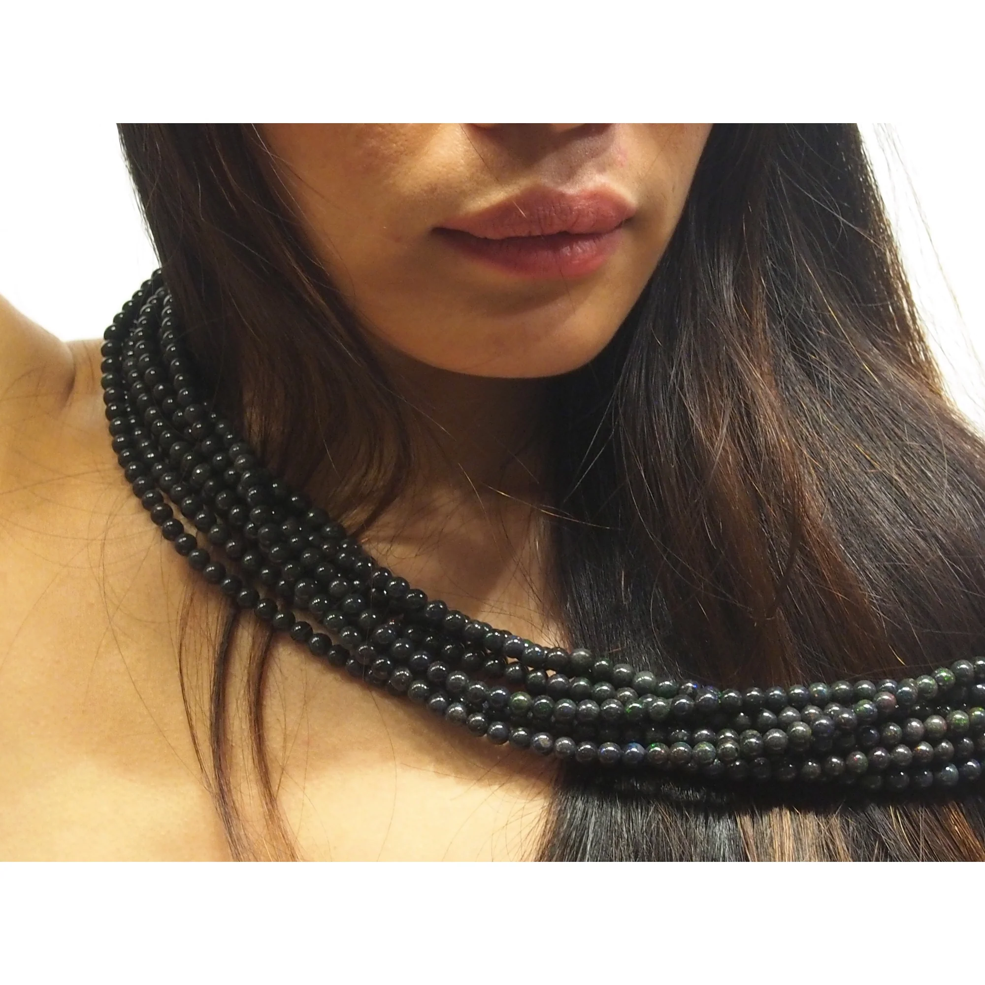 Black Opal Honduras Smooth Rounds 6mm Strand - Image 3