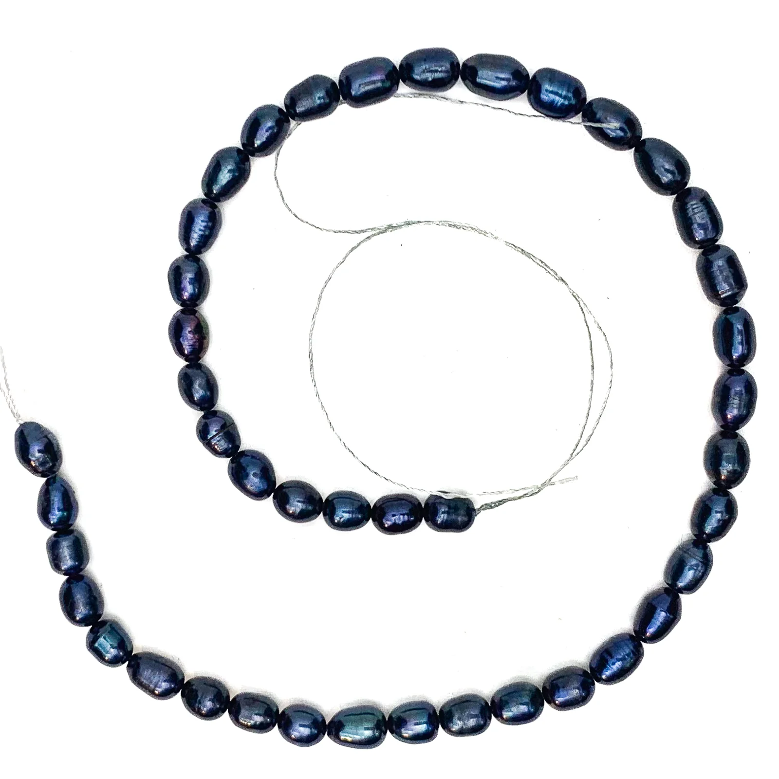Black Rice Freshwater Pearls 7-8mm Bead Strand - Image 2