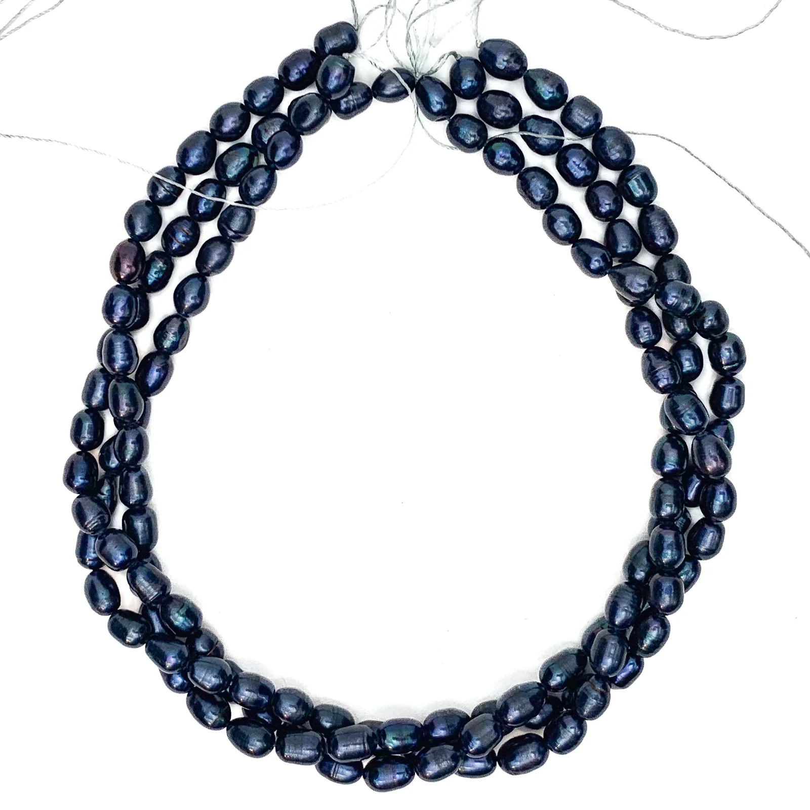 Black Rice Freshwater Pearls 7-8mm Bead Strand - Image 3