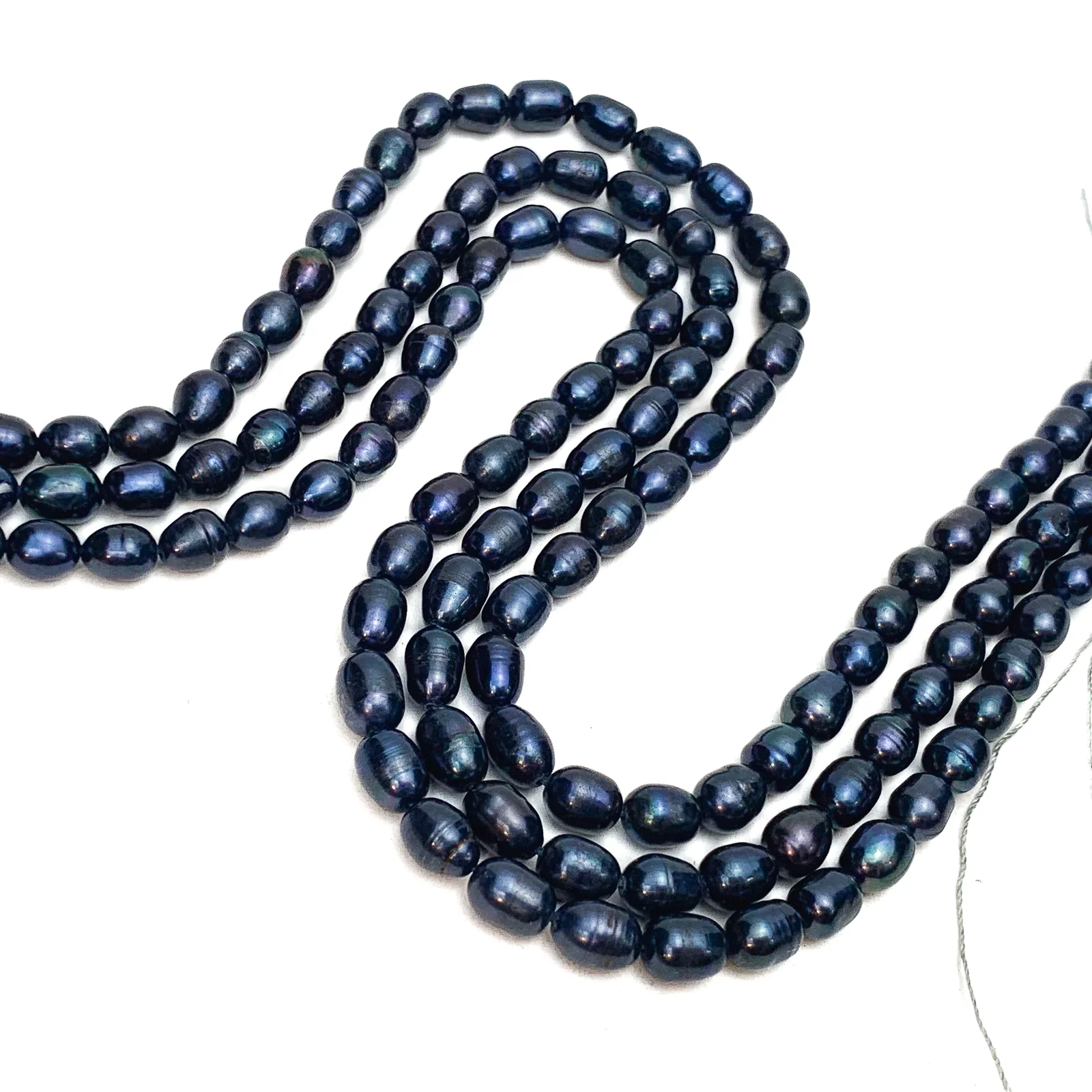 Black Rice Freshwater Pearls 7-8mm Bead Strand - Image 4