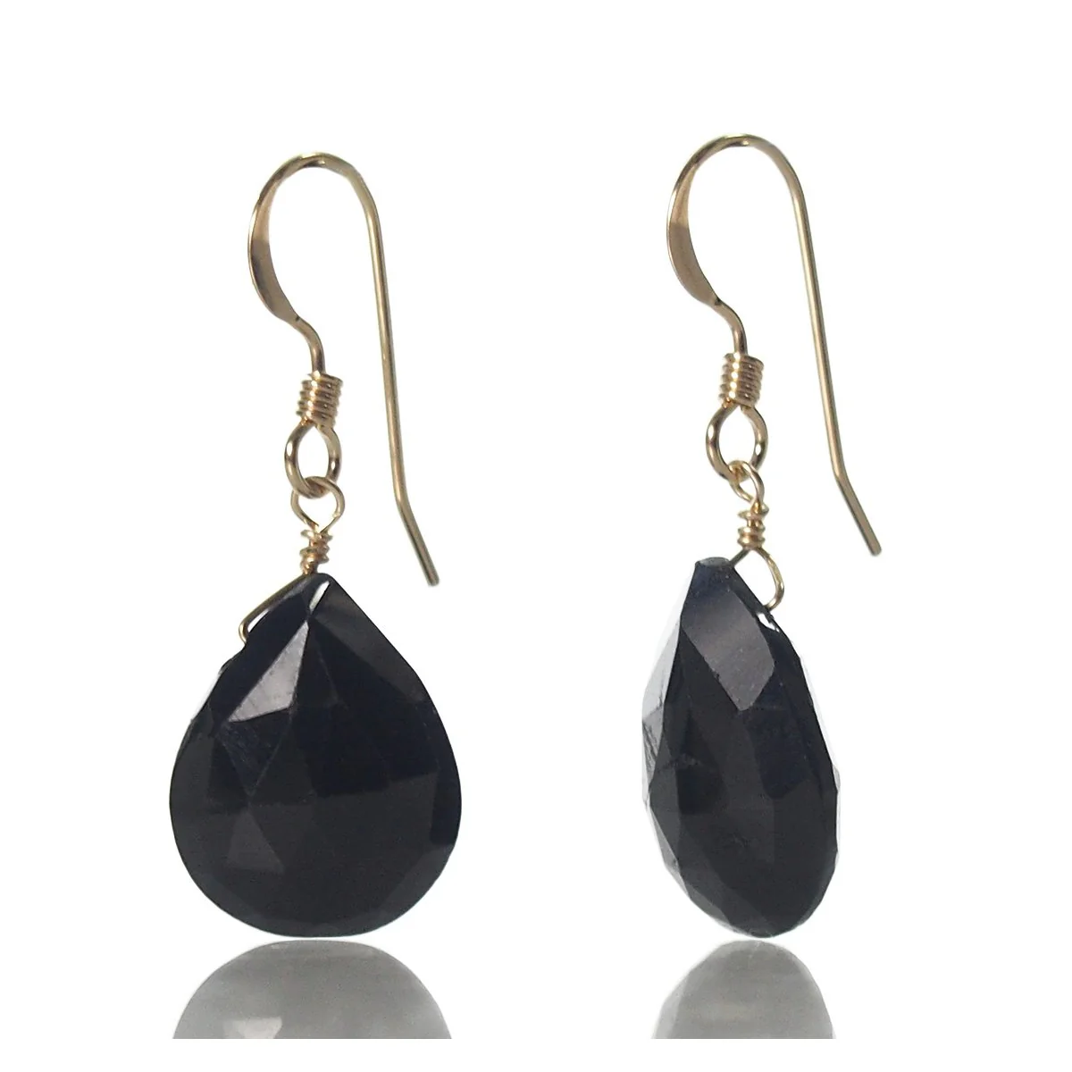 Black Spinel Earrings with Gold Filled French Earwires - Image 2