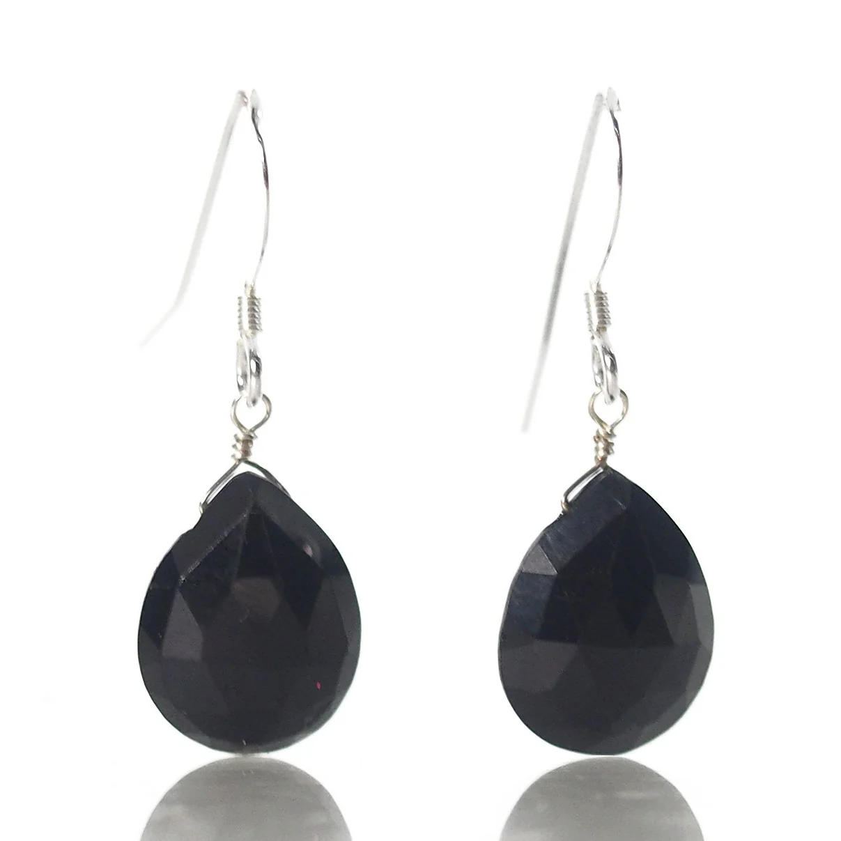 Black Spinel Earrings with Sterling Silver French Earwires - Image 2