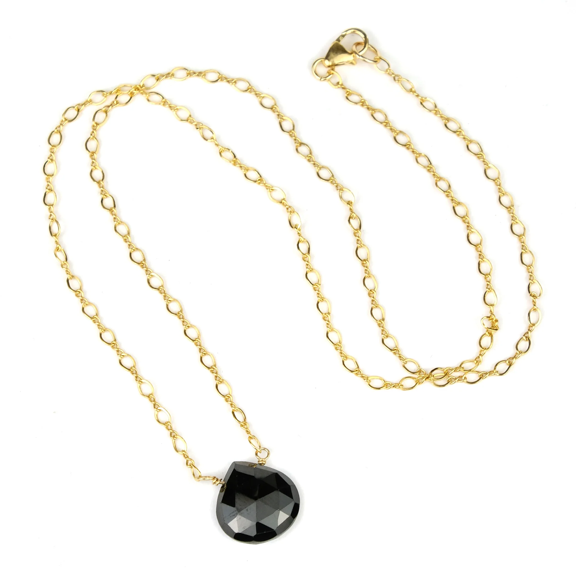 Black Spinel Necklace on Gold Filled Chain with Gold Filled Trigger Clasp - Image 2