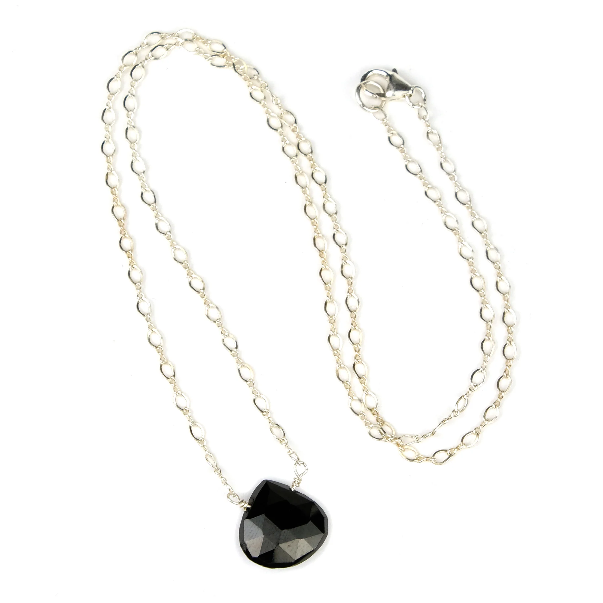 Black Spinel Necklace on Sterling Silver Chain with Sterling Silver Trigger Clasp - Image 2