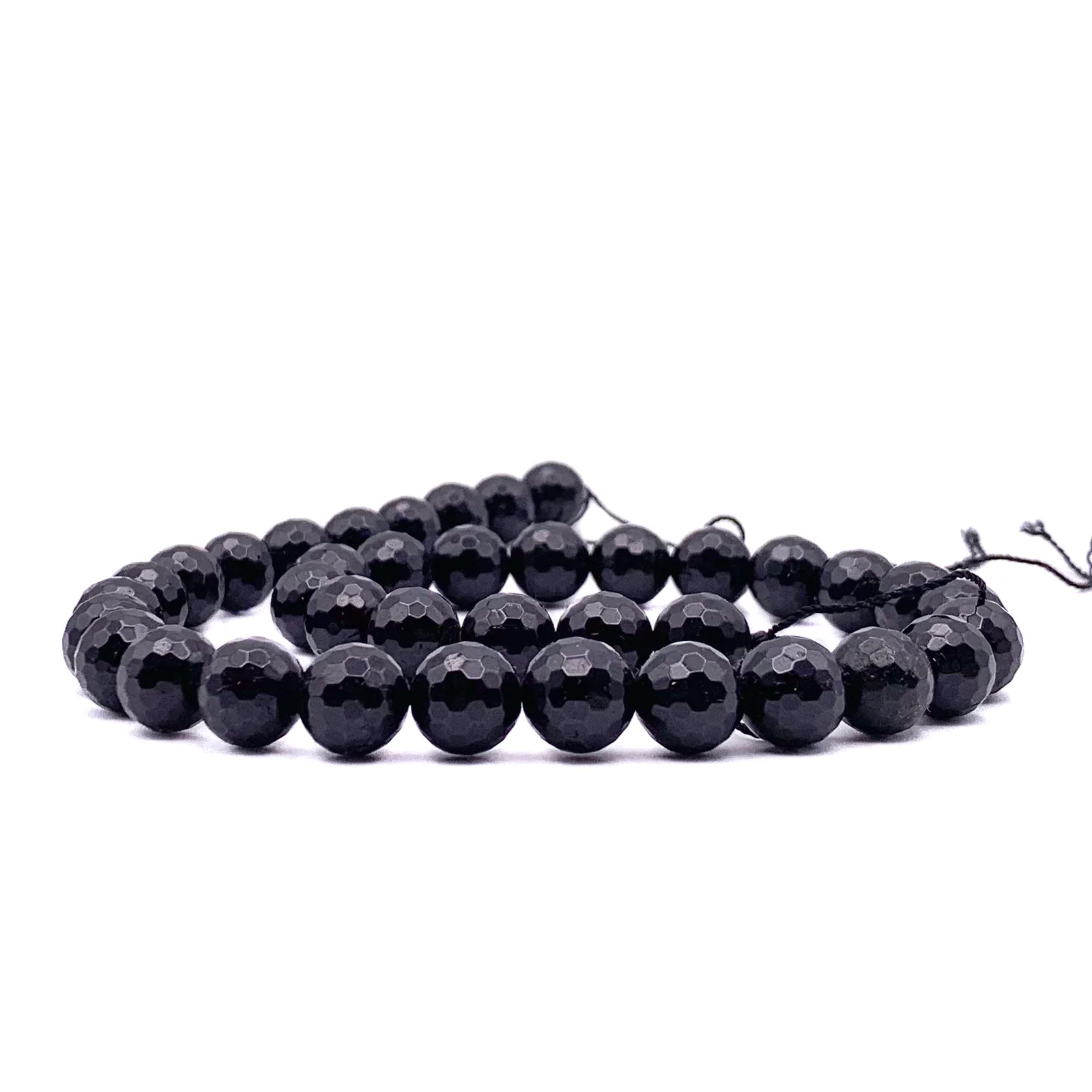 Black Tourmaline 10mm Faceted Rounds Bead Strand - Image 2