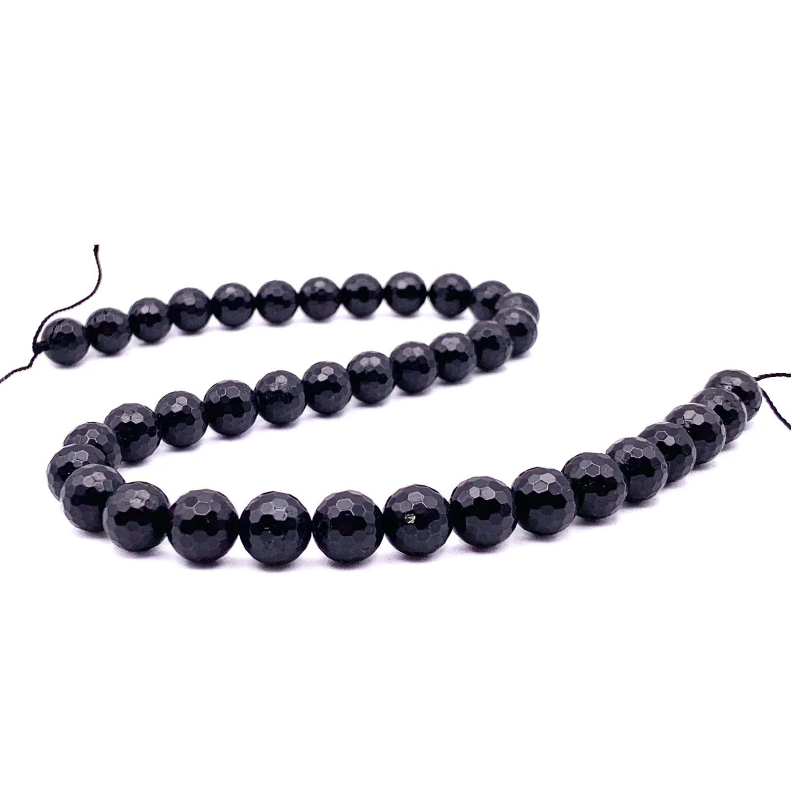 Black Tourmaline 10mm Faceted Rounds Bead Strand - Image 3