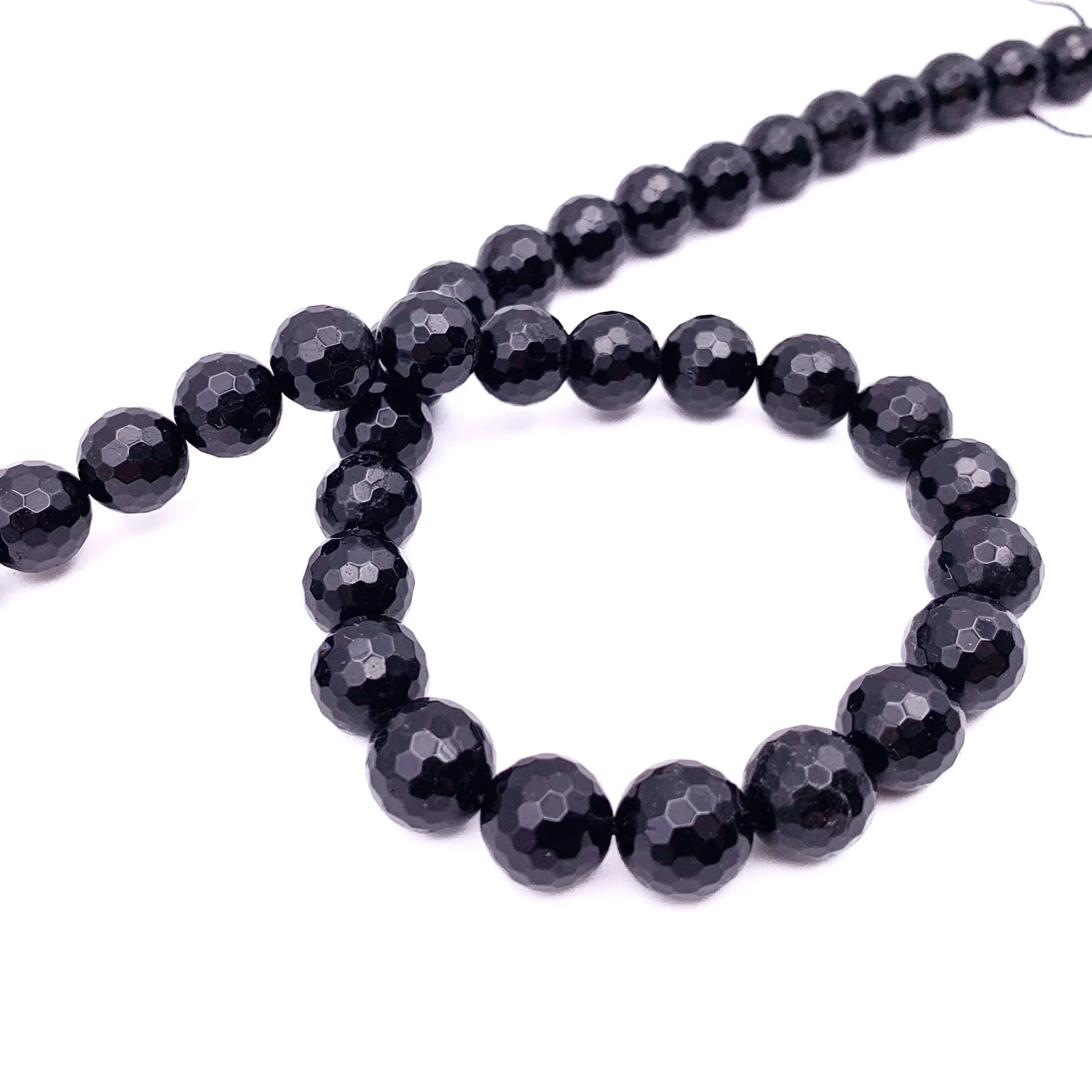 Black Tourmaline 10mm Faceted Rounds Bead Strand - Image 4