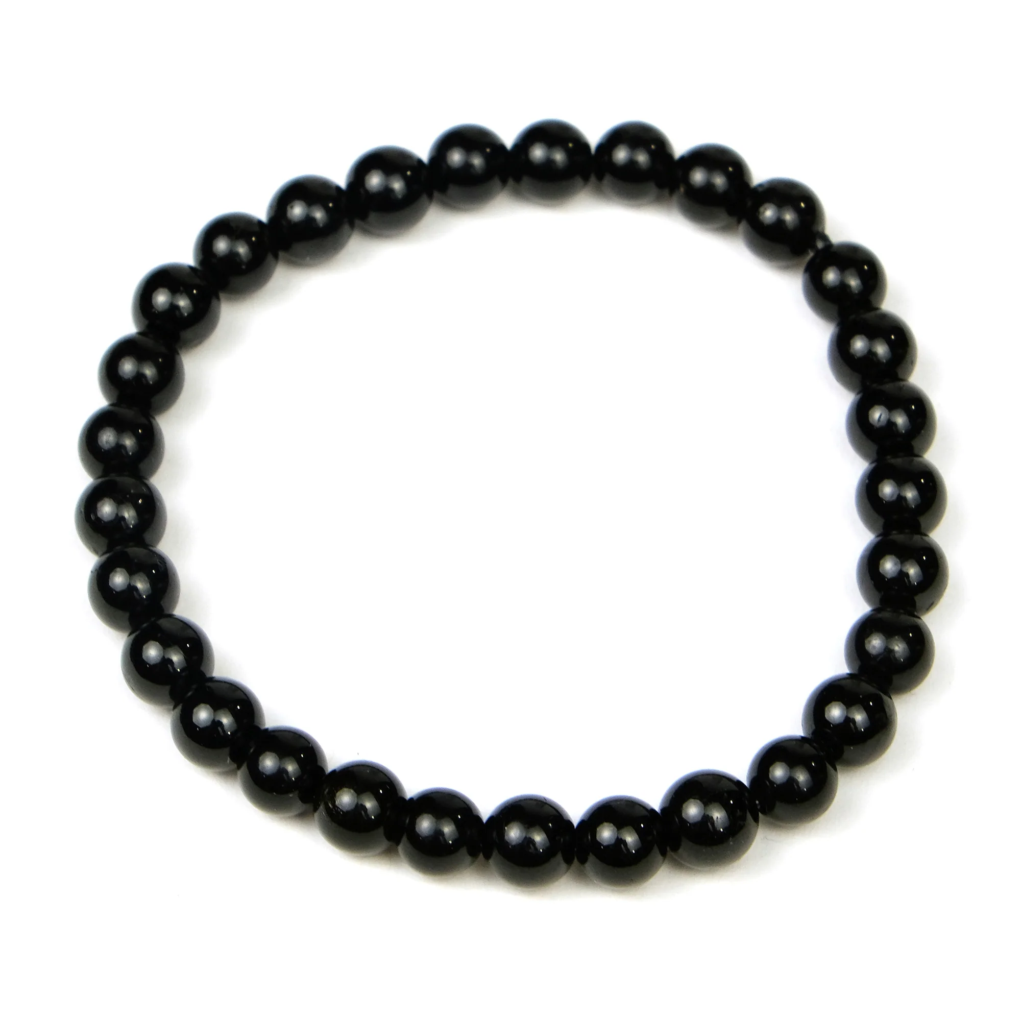 Black Tourmaline 6mm Round Stretch Bracelet - Image 2