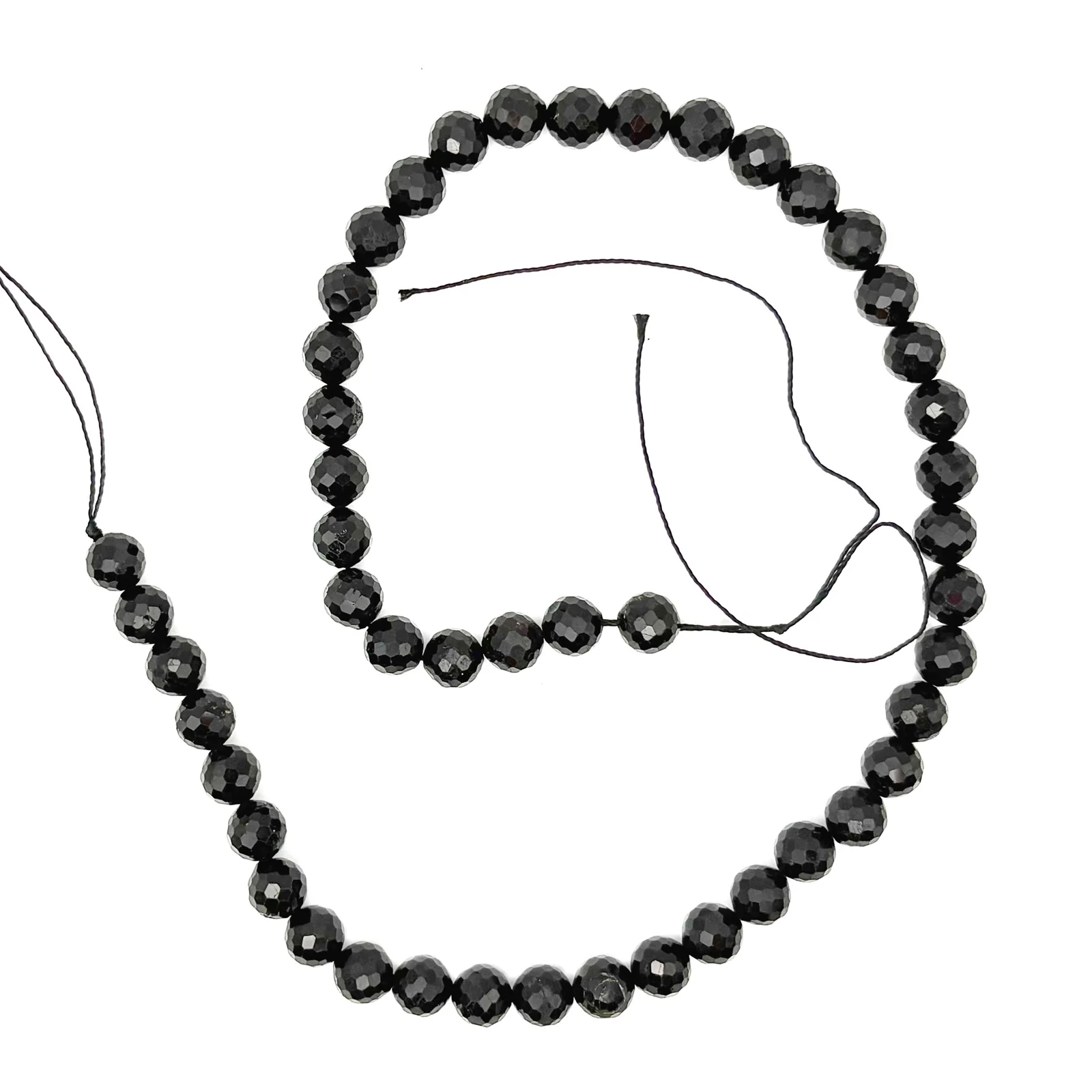 Black Tourmaline 8mm Faceted Rounds Bead Strand - Image 2