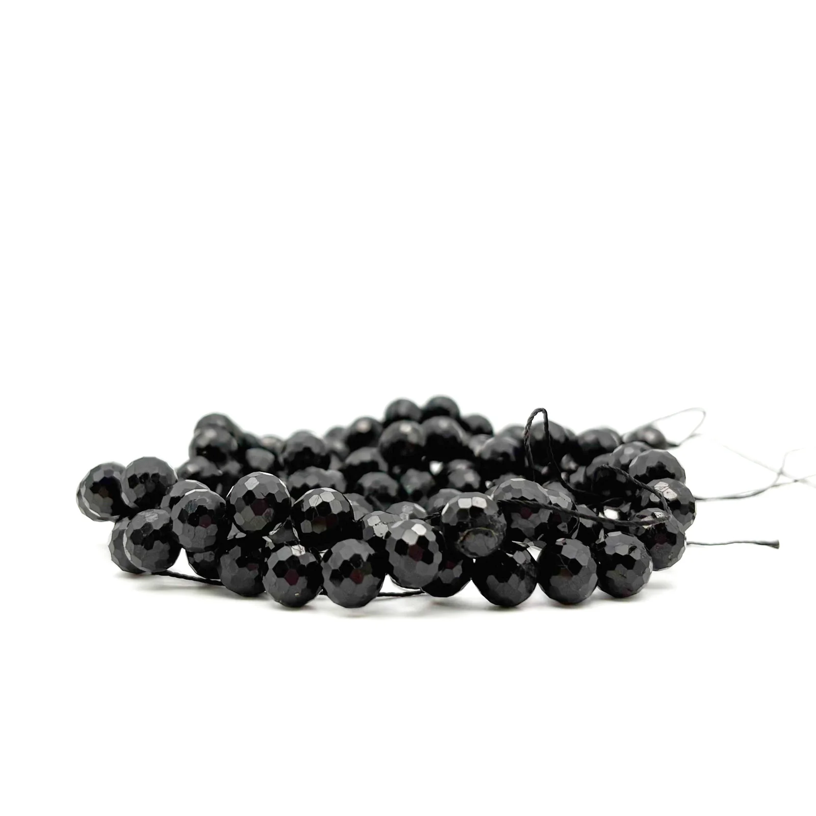 Black Tourmaline 8mm Faceted Rounds Bead Strand - Image 3