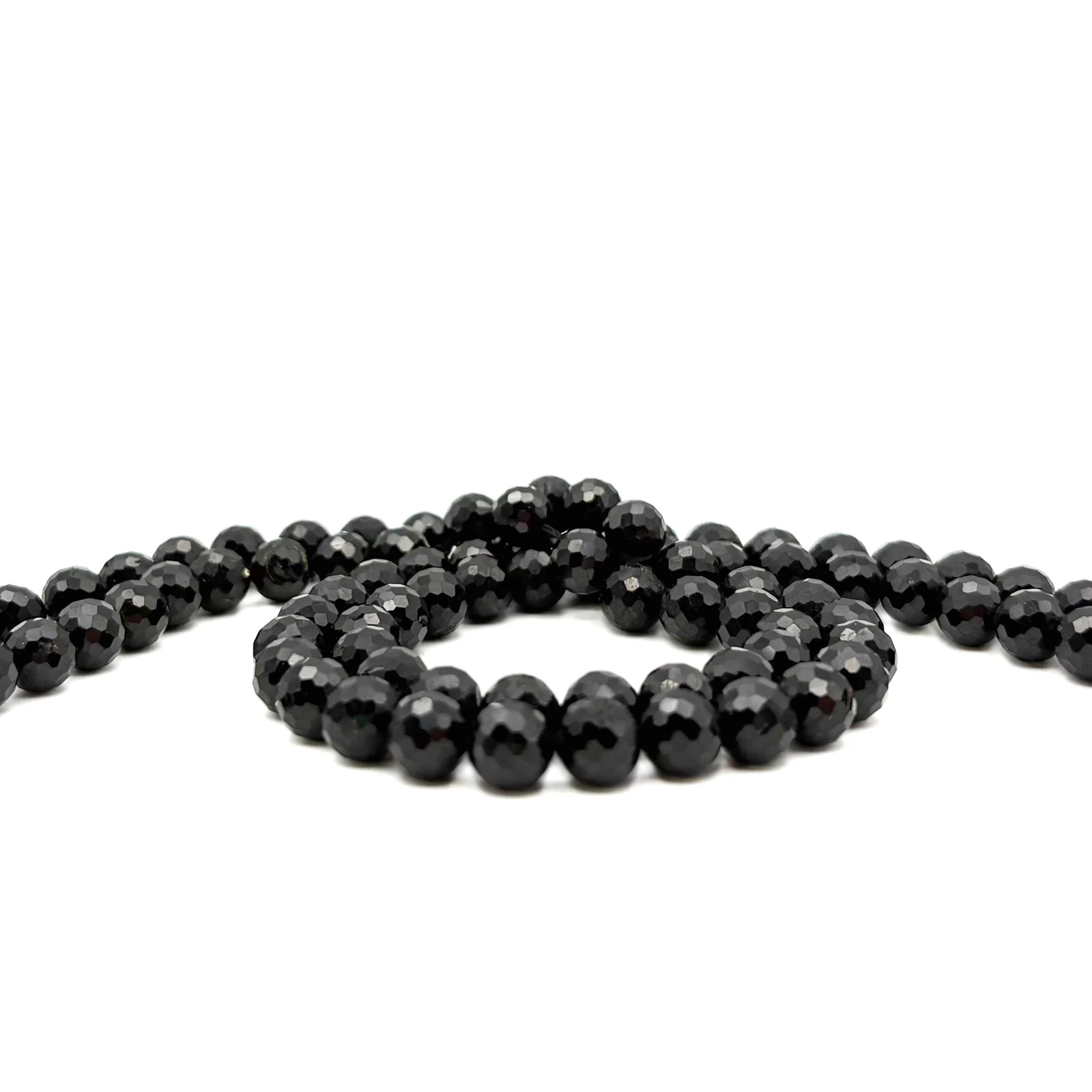 Black Tourmaline 8mm Faceted Rounds Bead Strand - Image 4