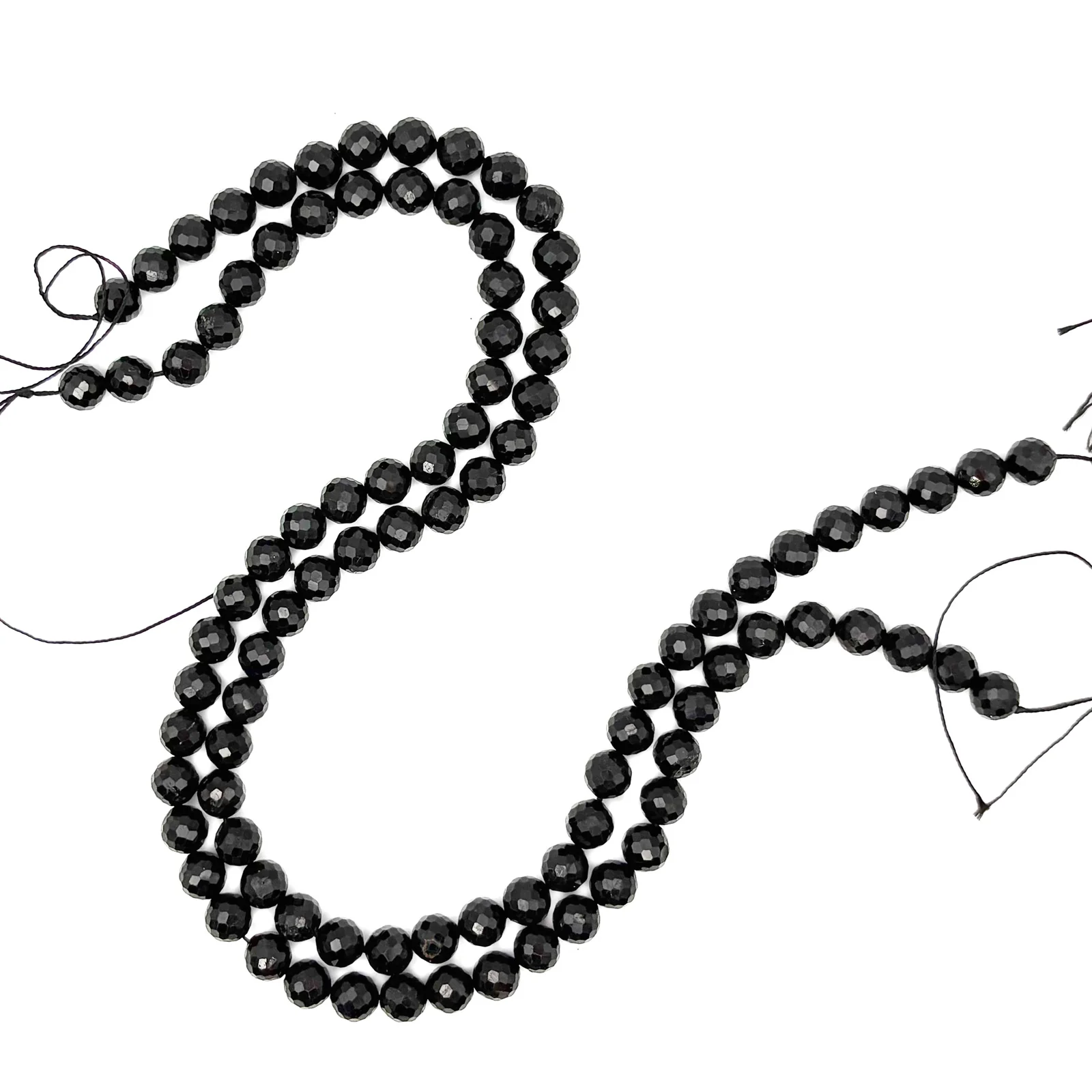 Black Tourmaline 8mm Faceted Rounds Bead Strand - Image 5