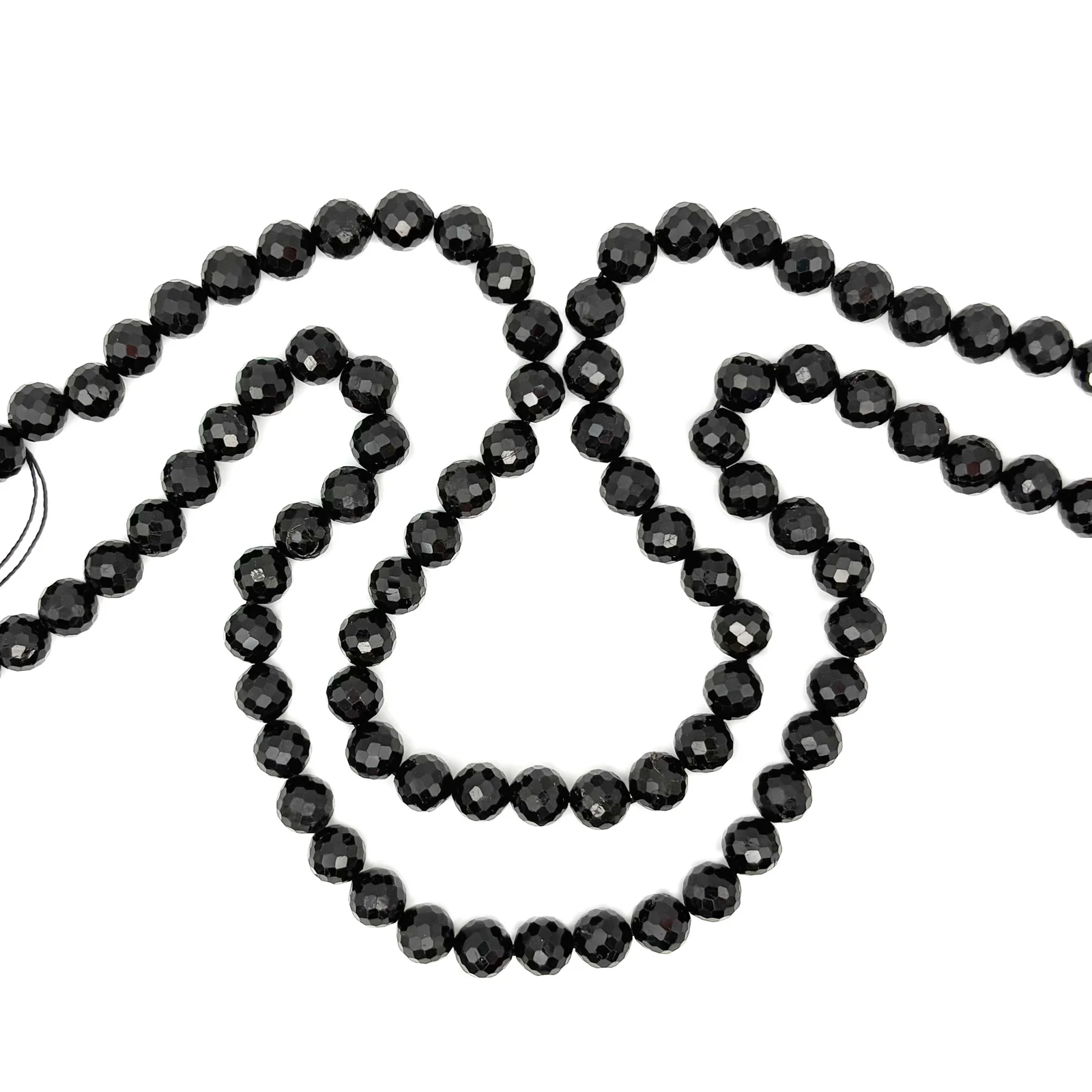 Black Tourmaline 8mm Faceted Rounds Bead Strand - Image 6