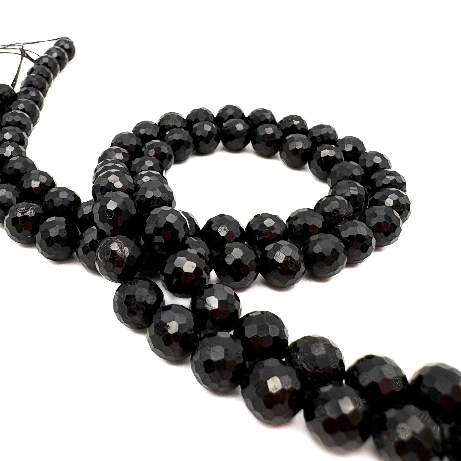 Black Tourmaline 8mm Faceted Rounds Bead Strand - Image 7