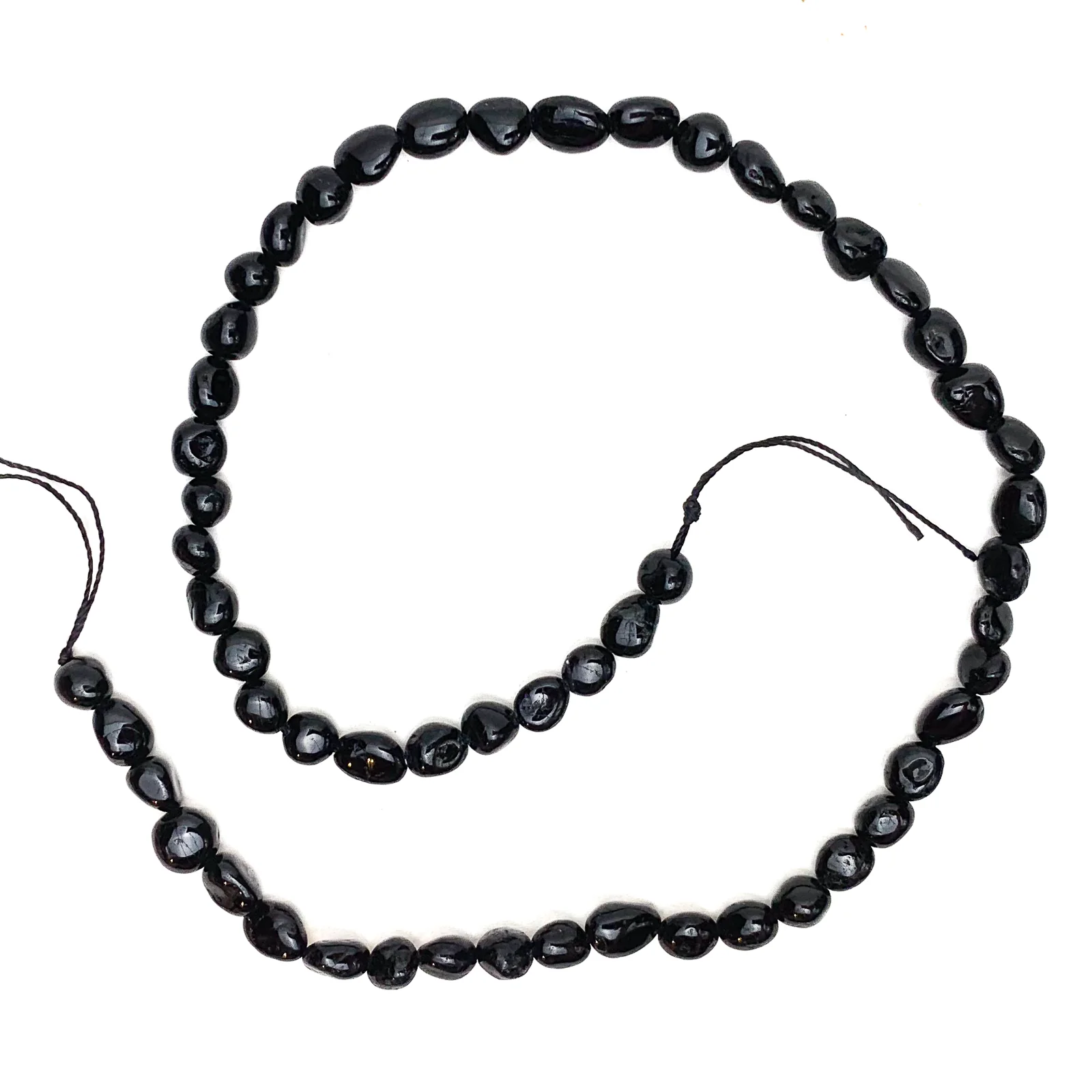 Black Tourmaline Small Smooth Pebbles Bead Strand - Image 2