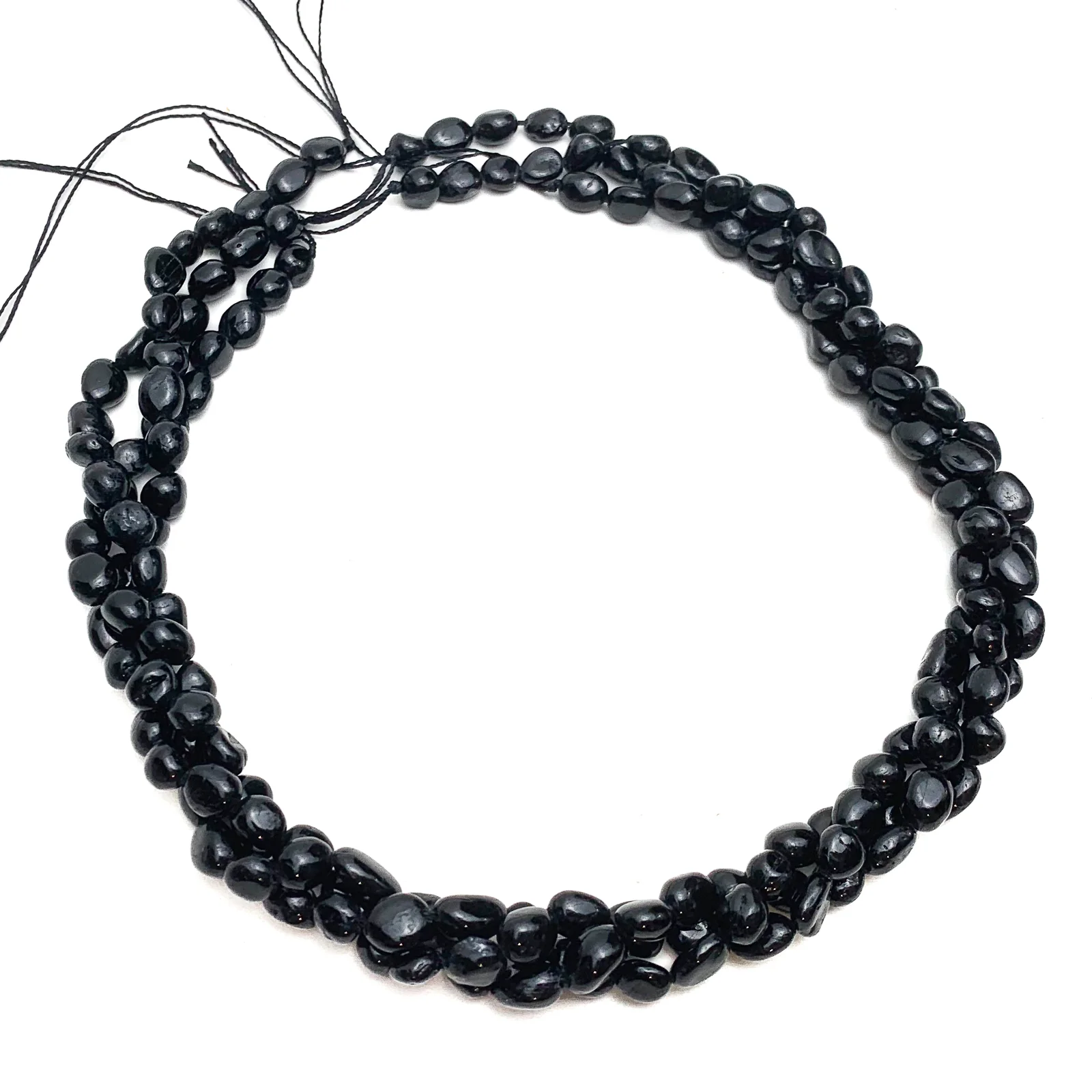 Black Tourmaline Small Smooth Pebbles Bead Strand - Image 6