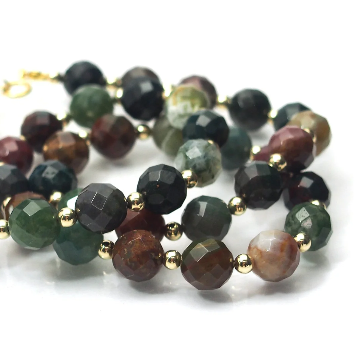 Bloodstone Faceted Rounds Necklace 10mm with Gold Filled Spring Clasp - Image 2