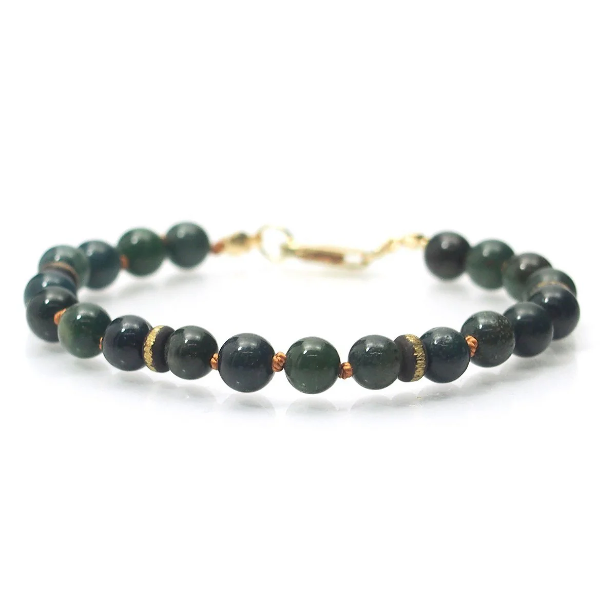 Bloodstone Smooth Rounds Bracelet with Gold Filled Lobster Claw Clasp - Image 2