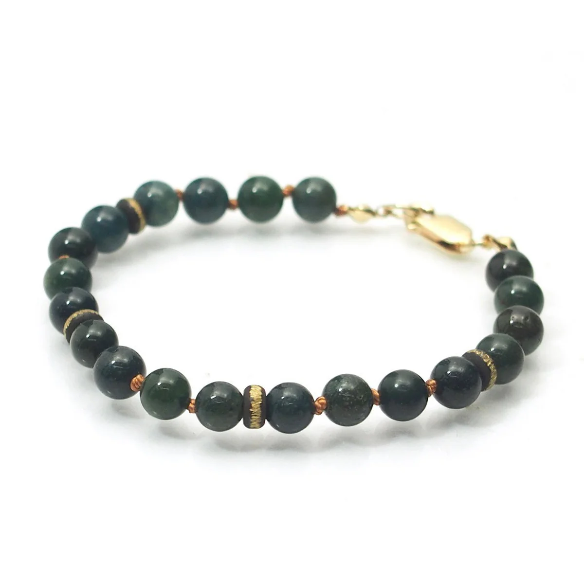 Bloodstone Smooth Rounds Bracelet with Gold Filled Lobster Claw Clasp - Image 3