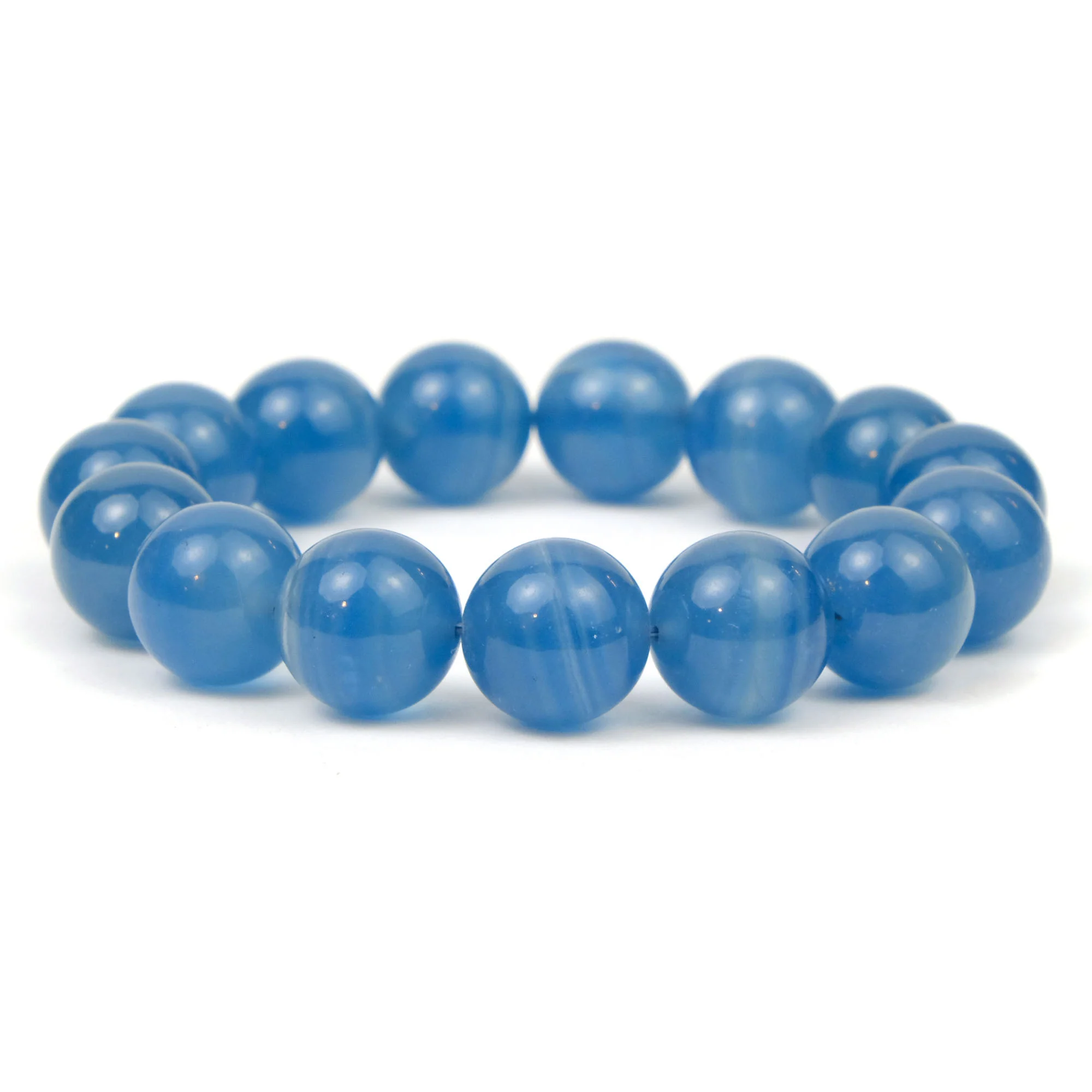 Blue Agate Stretch Bracelet 14mm - Image 2