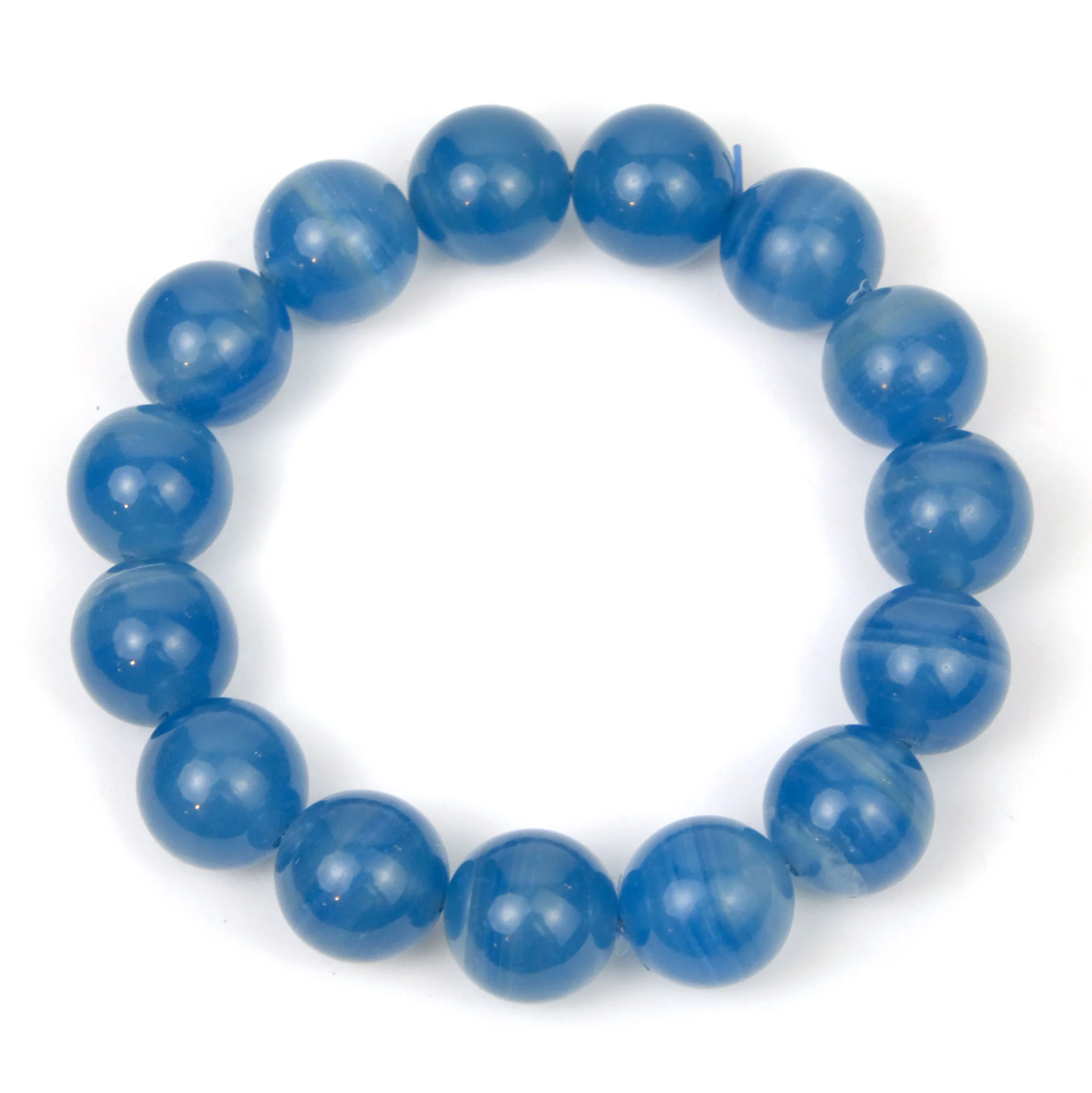 Blue Agate Stretch Bracelet 14mm - Image 3