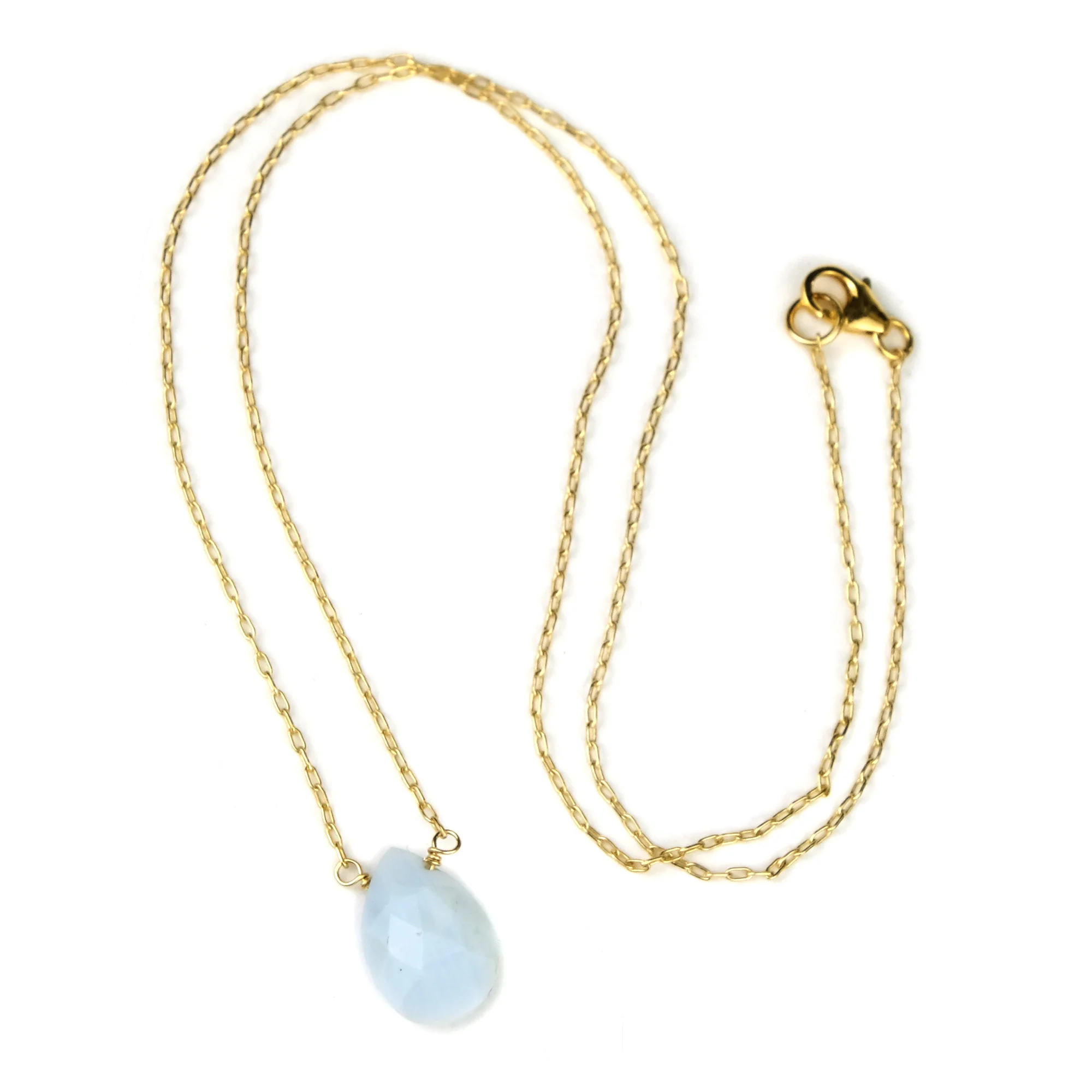 Blue Chalcedony on Gold Filled Chain with Gold Filled Trigger Clasp Necklace - Image 2