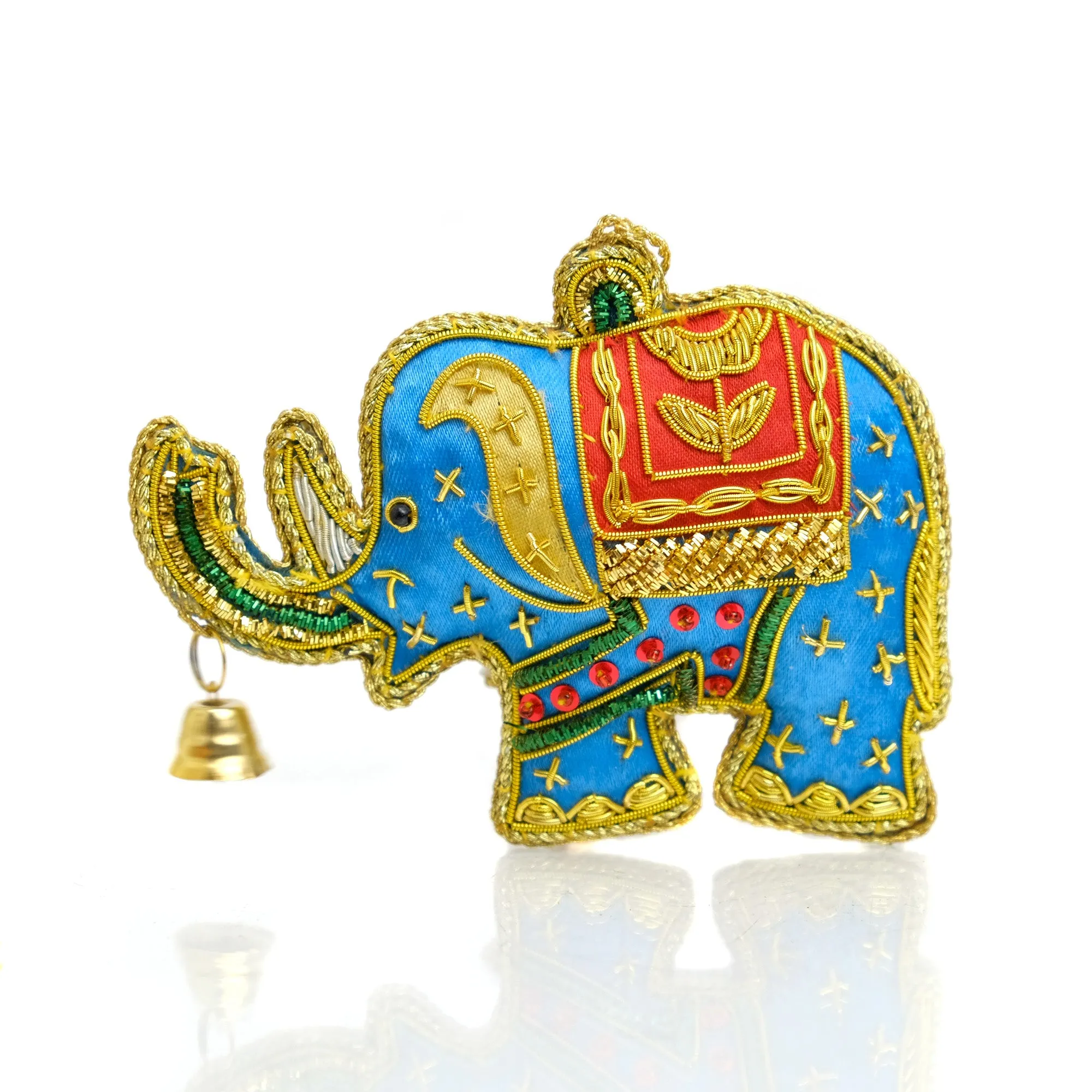 Blue Elephant with Bell Ornament - Image 2