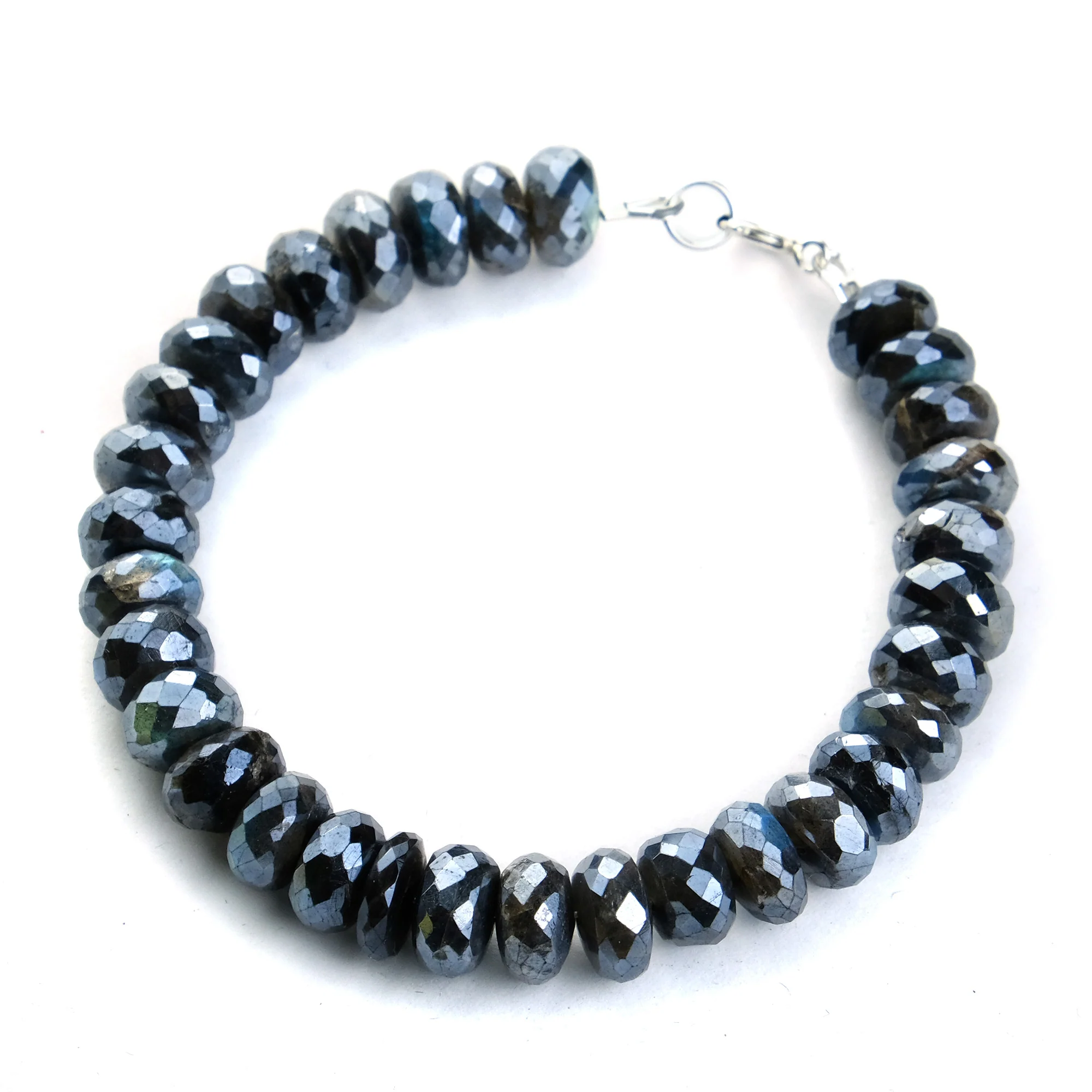 Blue Labradorite Faceted Bracelet with Sterling Silver Spring Clasp - Image 2
