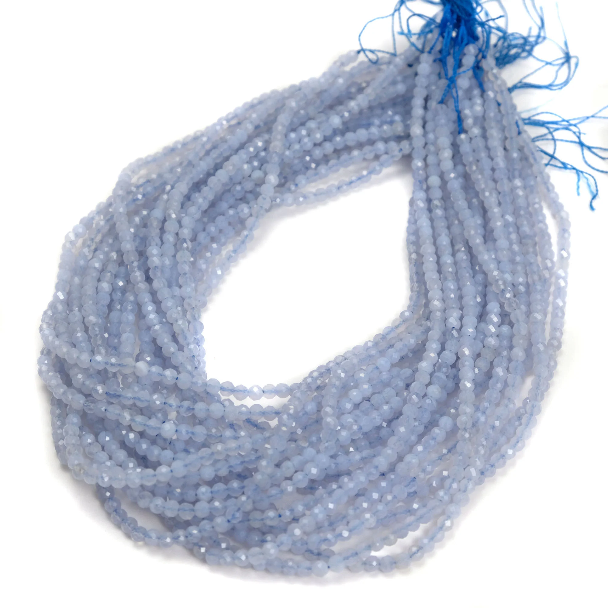 Blue Lace Agate Namibia 4mm Faceted Rounds - Image 3