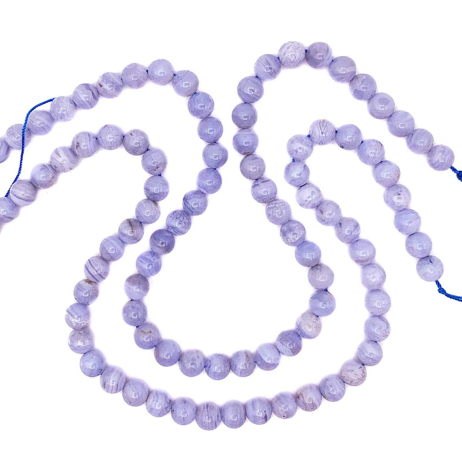 Blue Lace Agate 8mm Smooth Rounds Bead Strand - Image 3