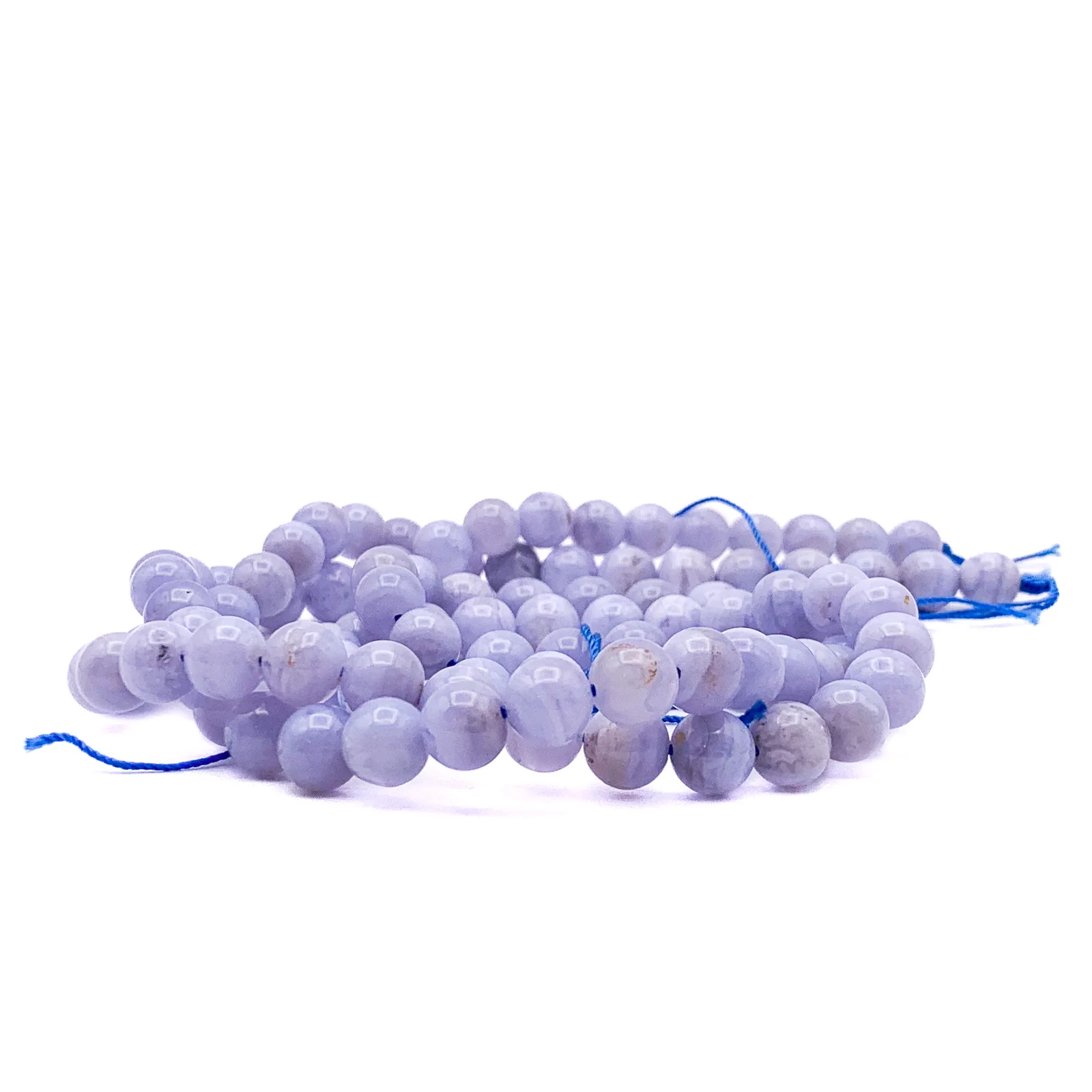 Blue Lace Agate 8mm Smooth Rounds Bead Strand - Image 5