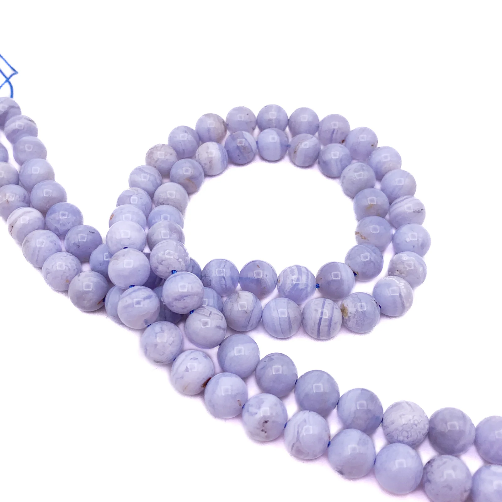 Blue Lace Agate 8mm Smooth Rounds Bead Strand - Image 6