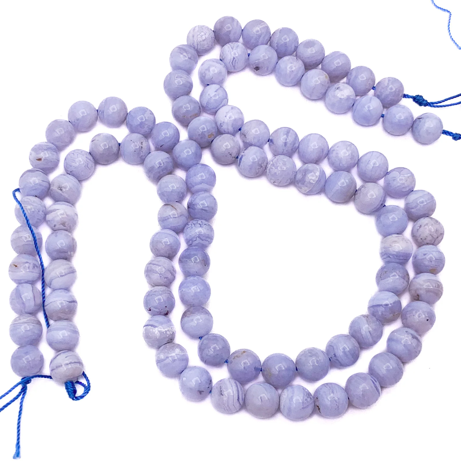Blue Lace Agate 8mm Smooth Rounds Bead Strand - Image 7