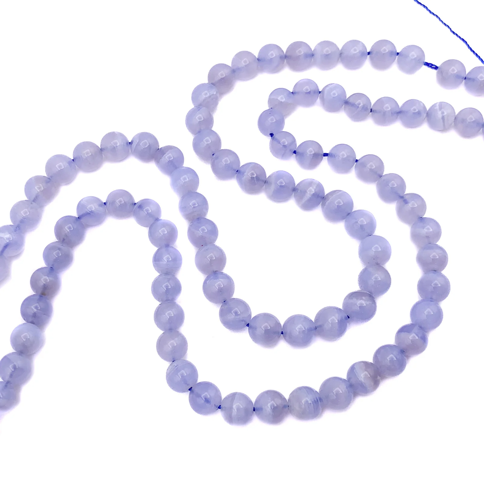 Blue Lace Agate AAA 8mm Smooth Rounds Bead Strand - Image 3