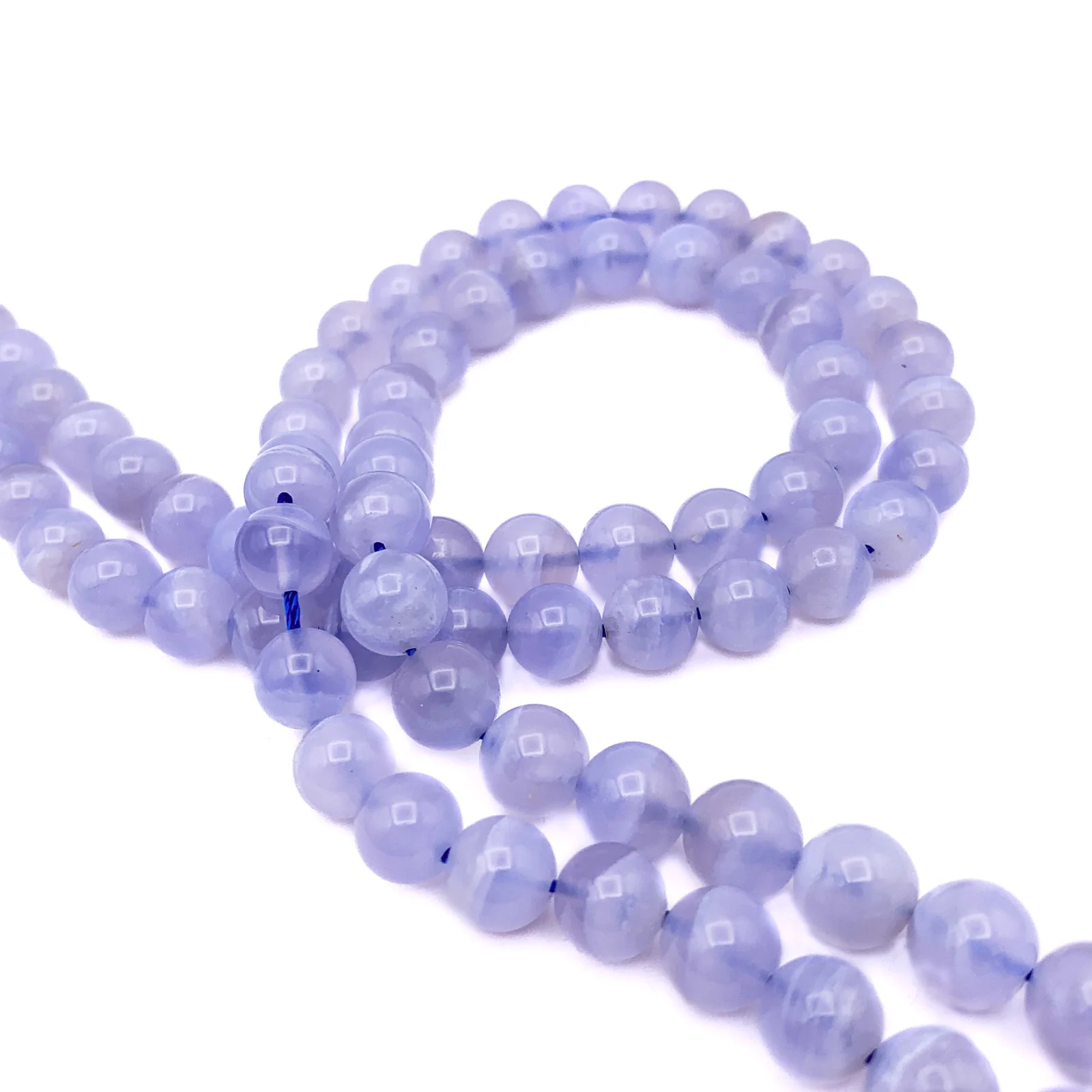 Blue Lace Agate AAA 8mm Smooth Rounds Bead Strand - Image 6