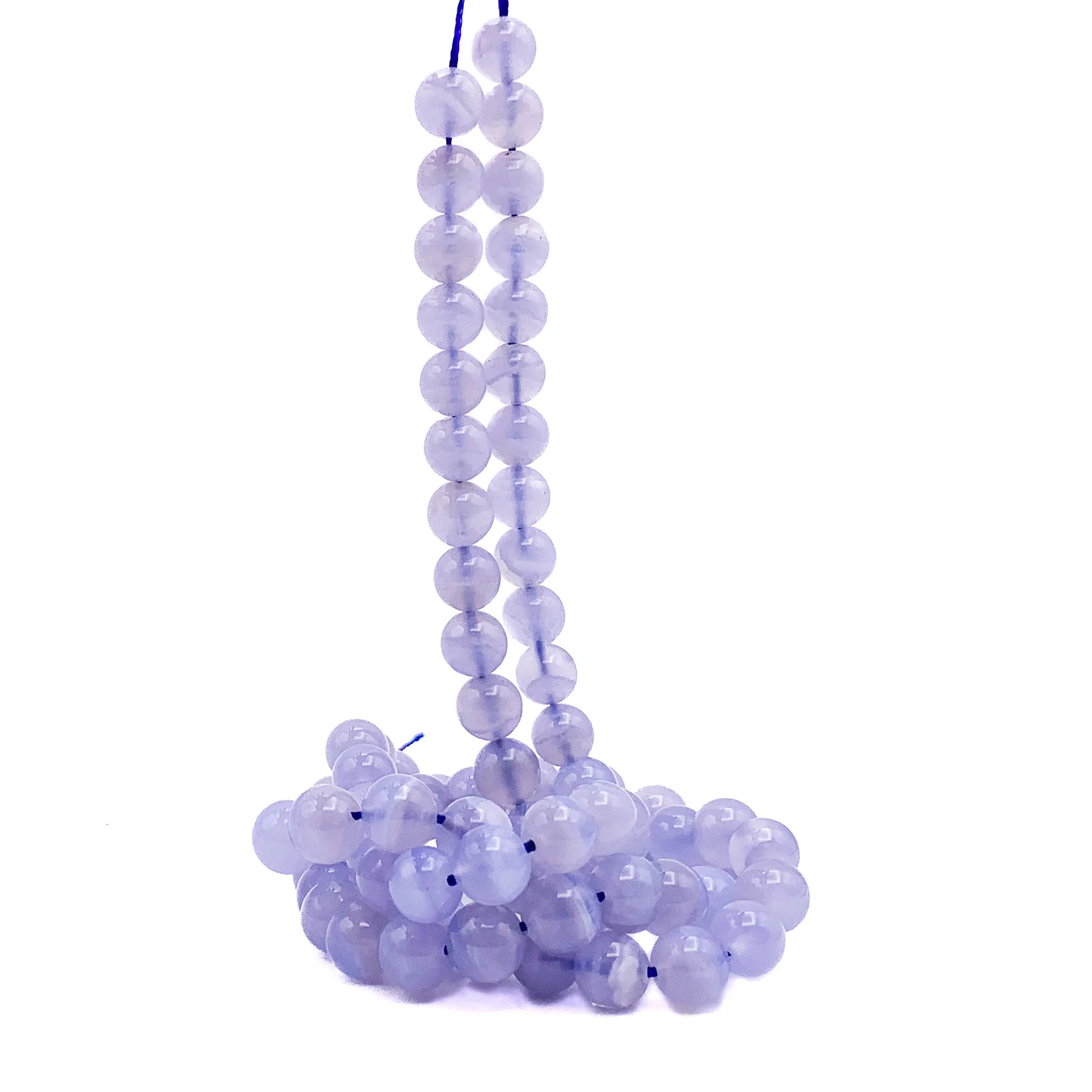 Blue Lace Agate AAA 8mm Smooth Rounds Bead Strand - Image 7
