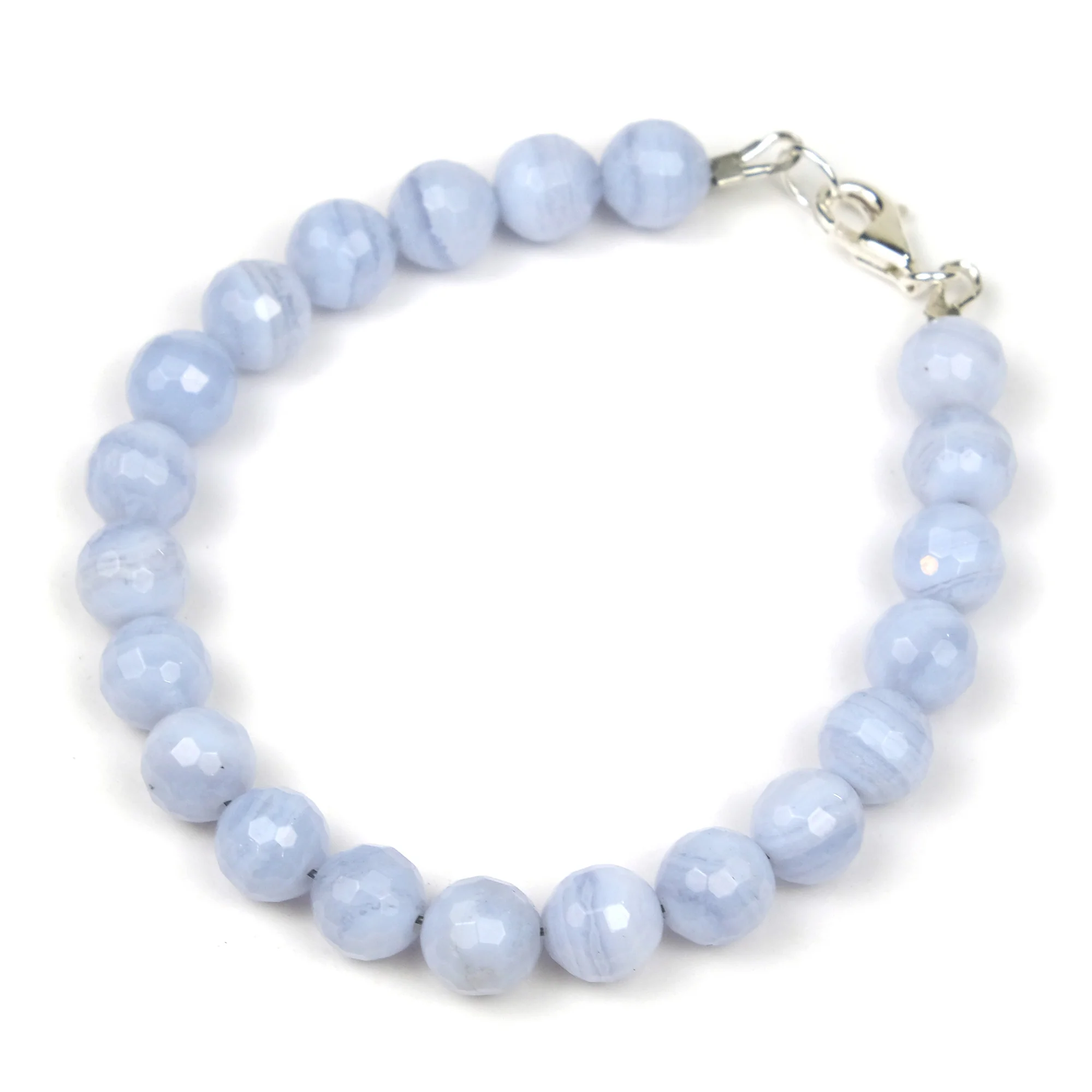 Blue Lace Agate Bracelet with Sterling Silver Trigger Clasp - Image 2