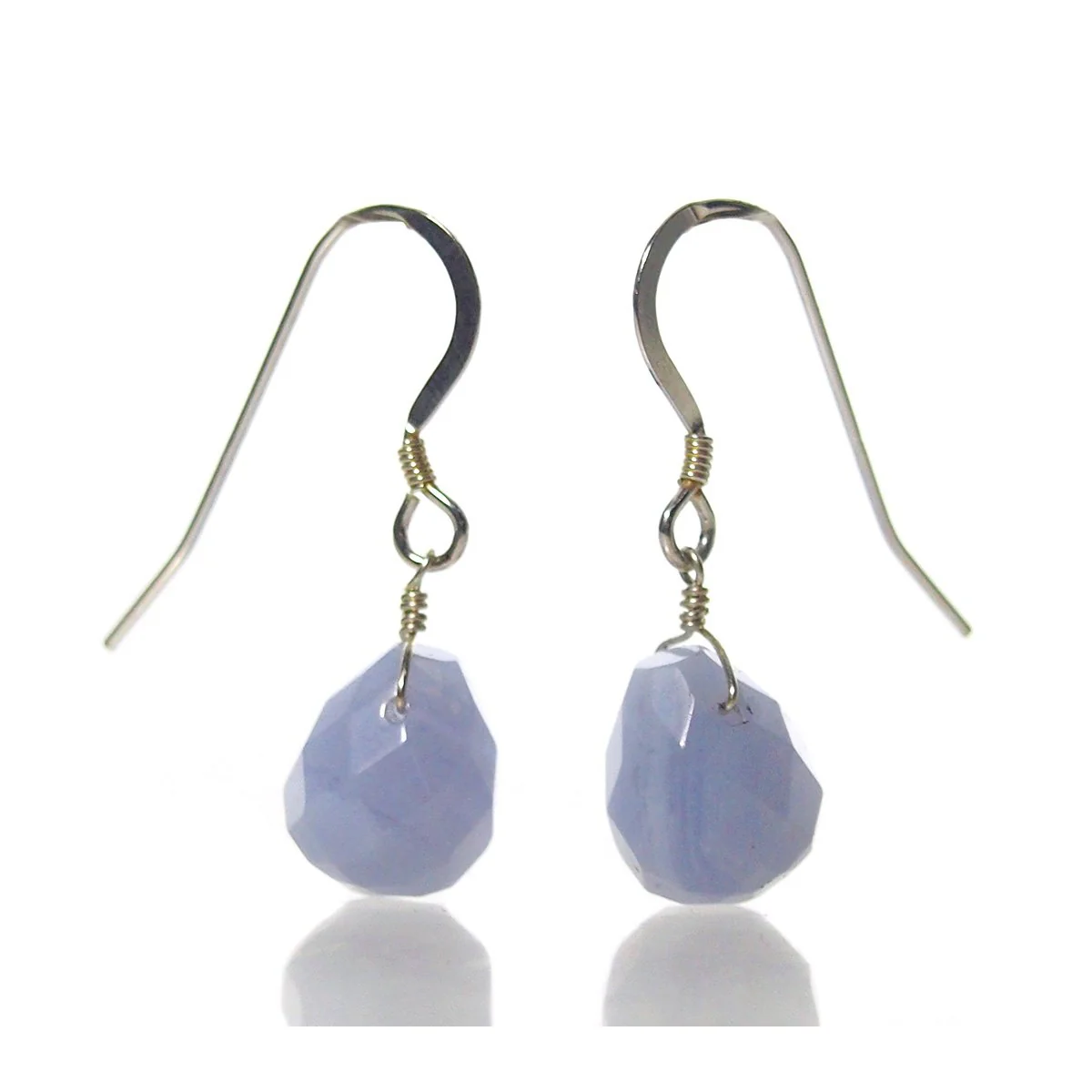 Blue Lace Agate Earrings with Sterling Silver French Earwires - Image 2