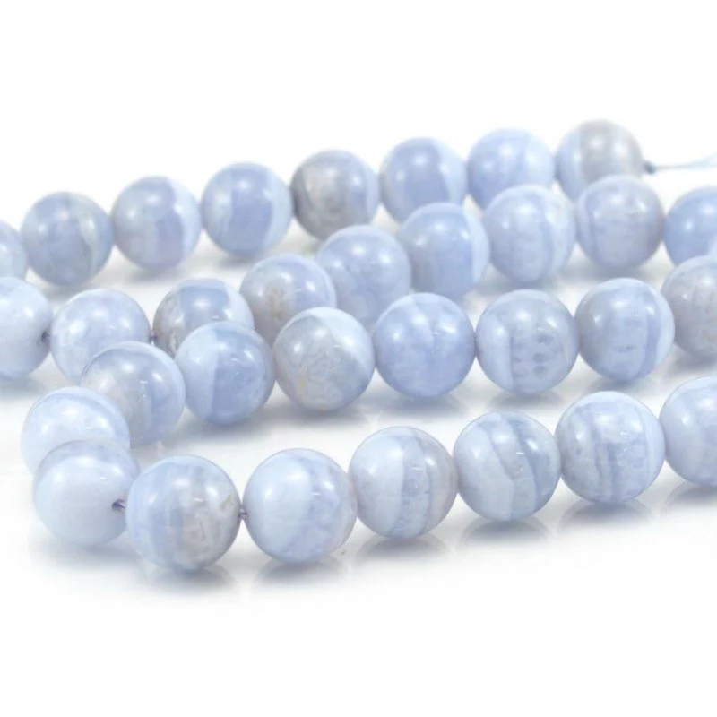 Blue Lace Agate Smooth Rounds 10mm Strand - Image 2