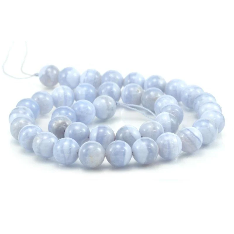 Blue Lace Agate Smooth Rounds 10mm Strand - Image 3