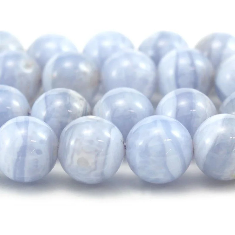 Blue Lace Agate Smooth Rounds 10mm Strand - Image 5
