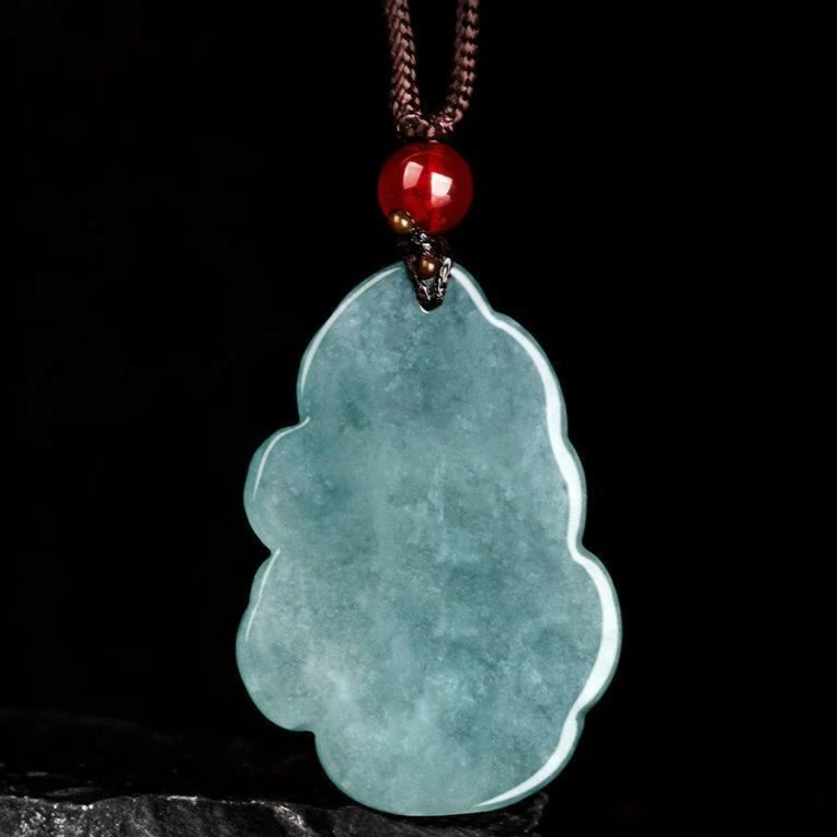 Blue Myanmar Jadeite Fox Pendant Necklace - Image 5